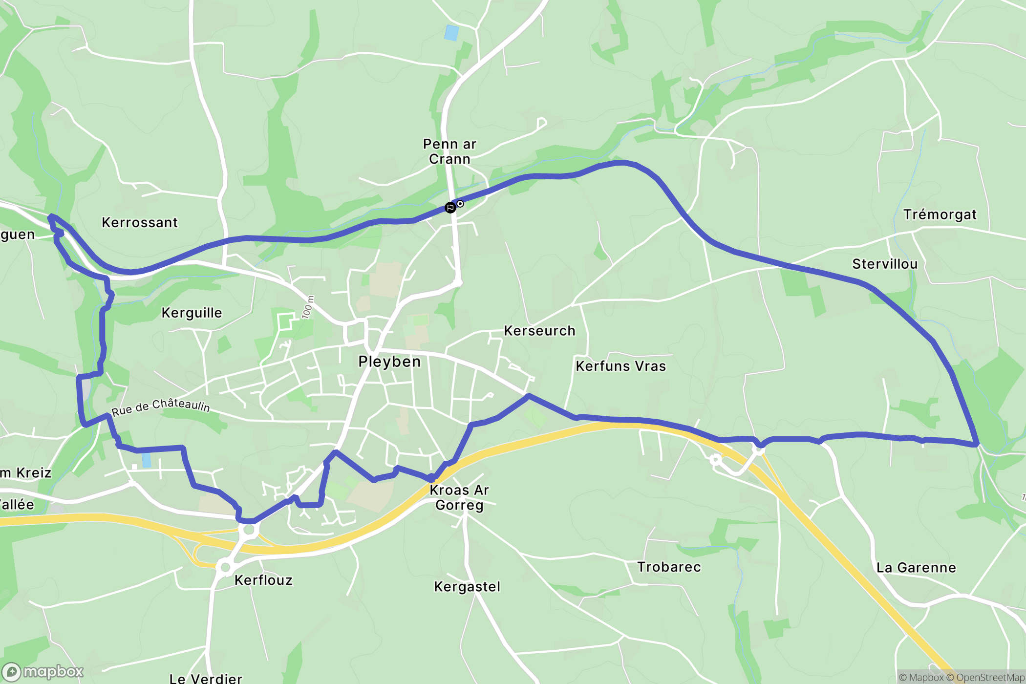 Pleyben : carte du parcours de randonnée - France
