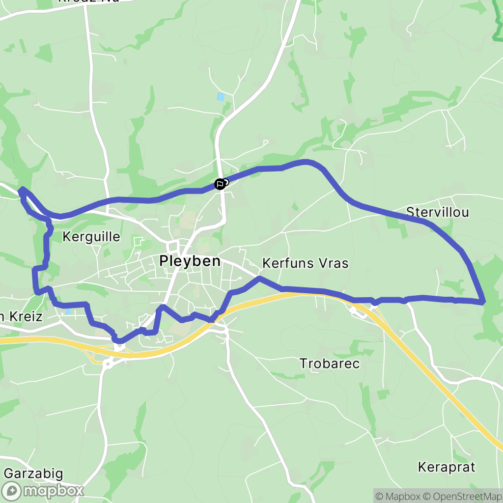 Pleyben : carte du parcours de randonnée - France