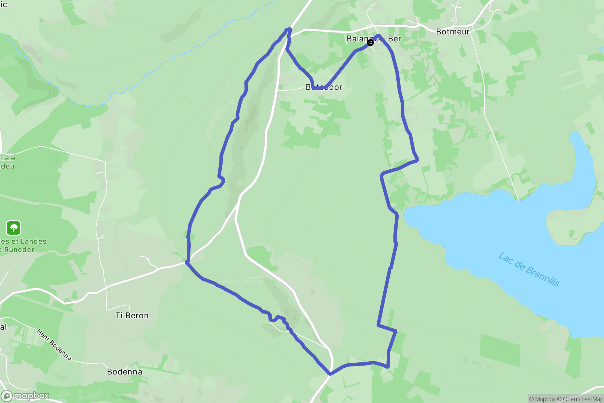 Botmeur : carte du parcours de randonnée - France