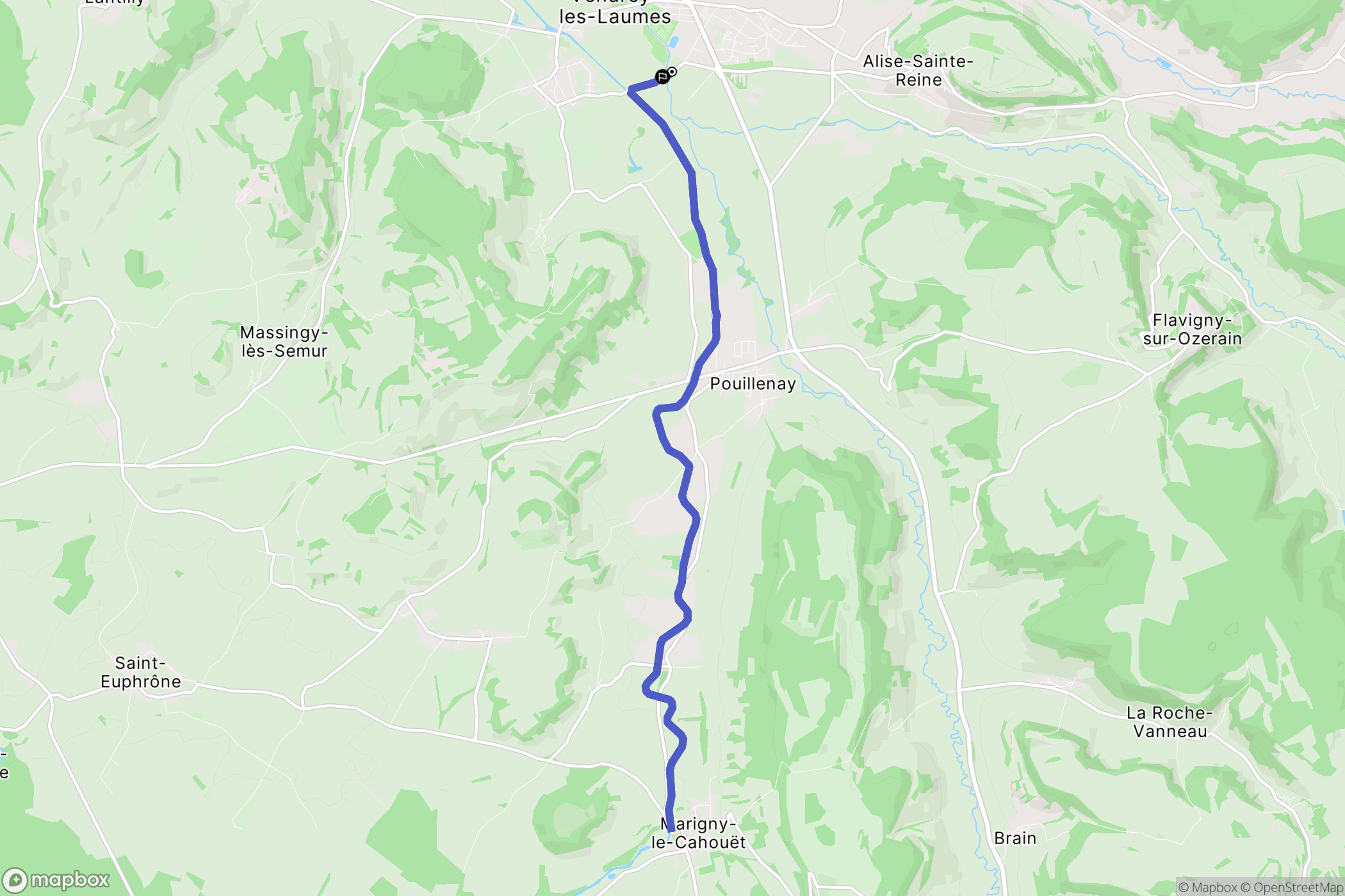Venarey-les-Laumes : carte du parcours de randonnée - France