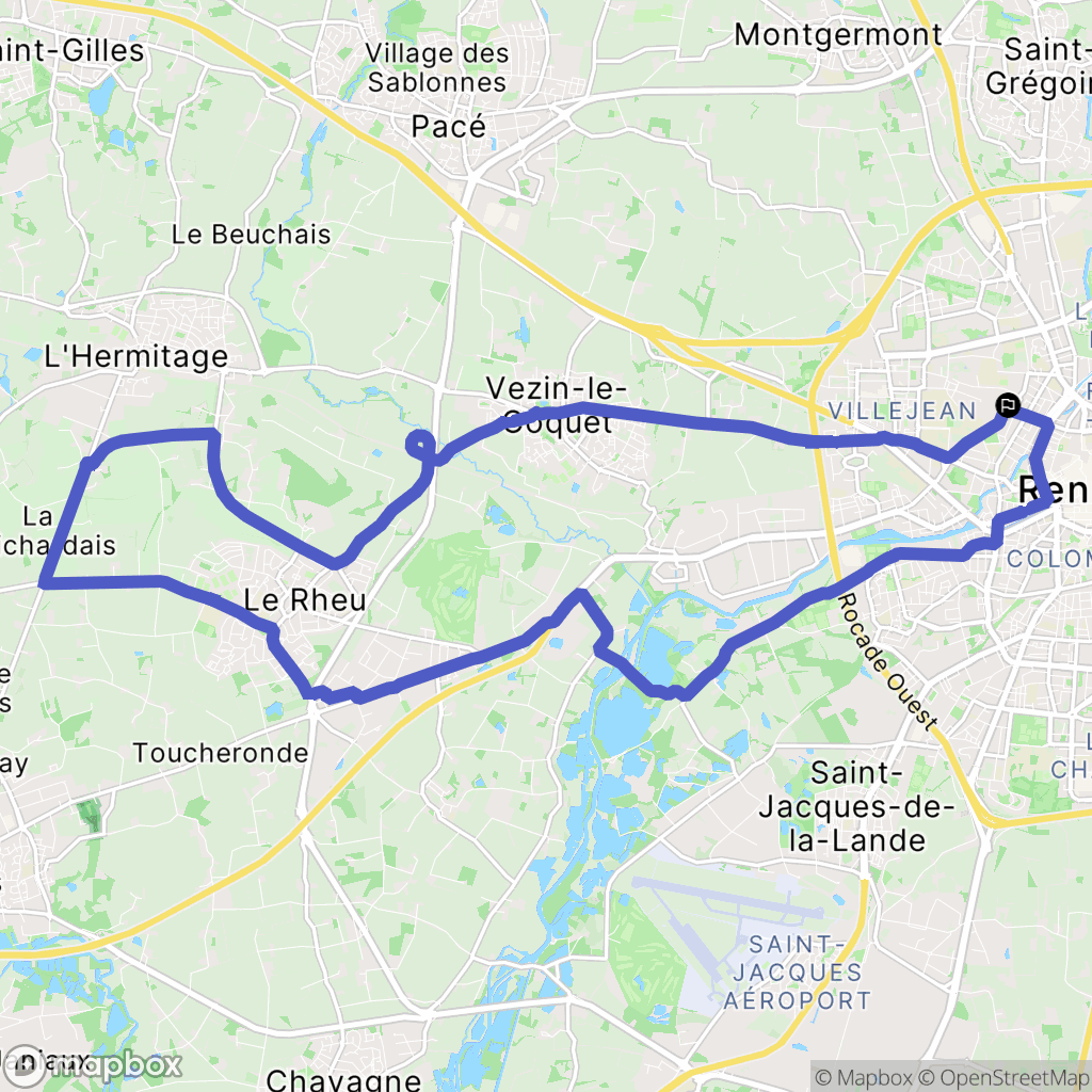 Rennes : carte du parcours de randonnée - France