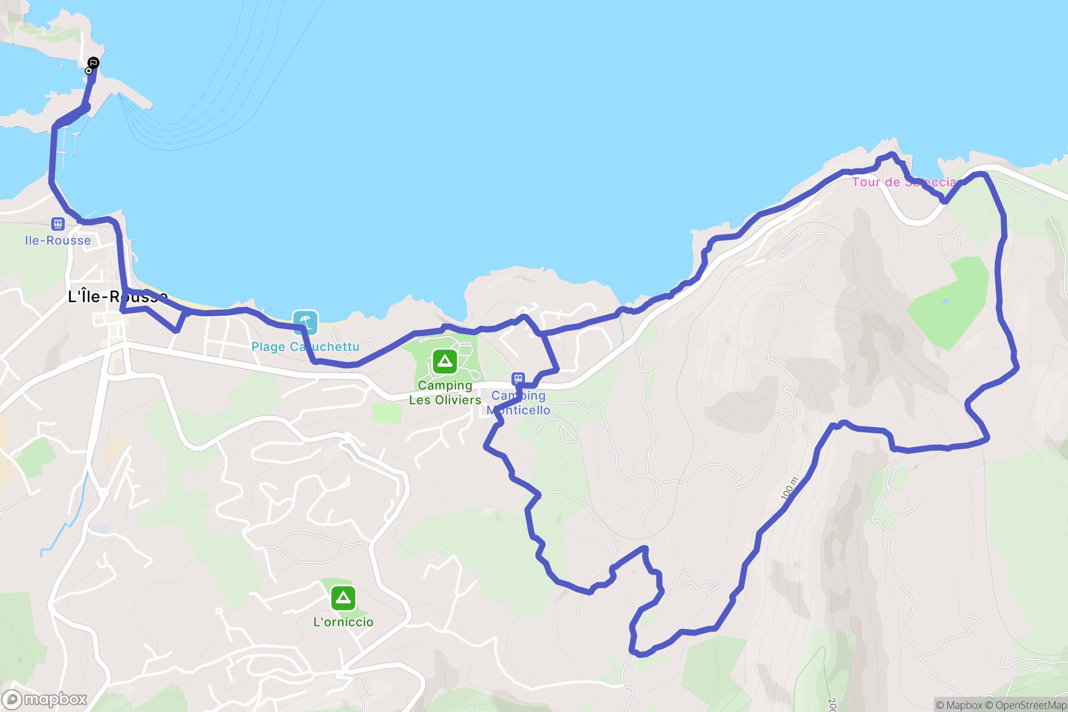 L'Île-Rousse : carte du parcours de randonnée - France