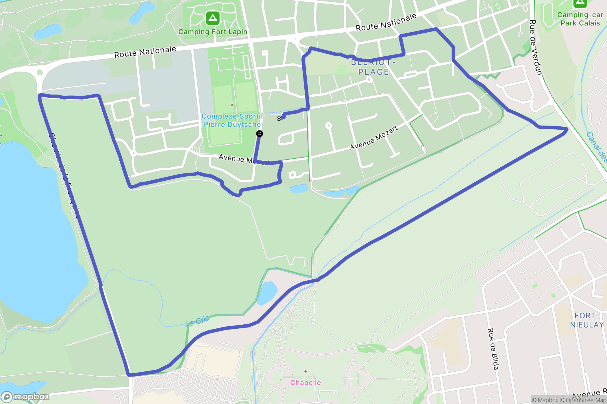 Sangatte : carte du parcours de randonnée - France