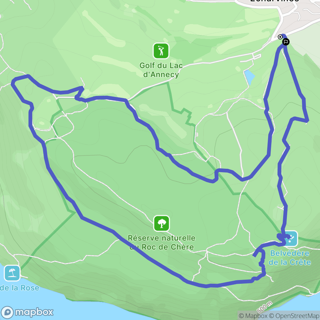 Talloires-Montmin : carte du parcours de randonnée - France