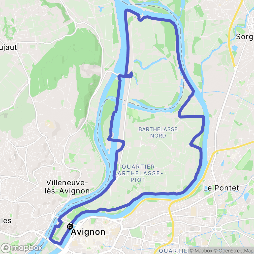 Avignon : carte du parcours de randonnée - France