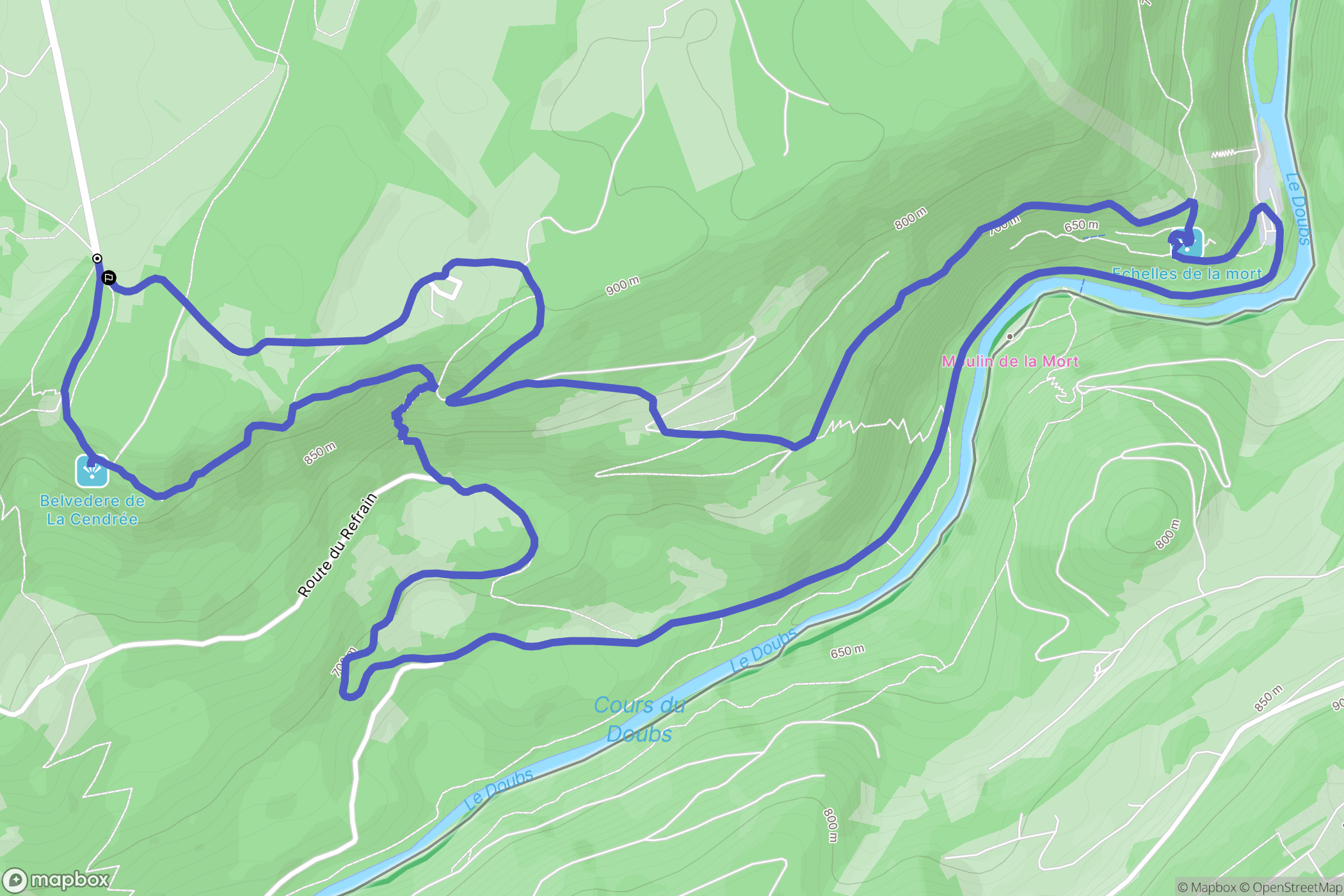 Charquemont : carte du parcours de randonnée - France