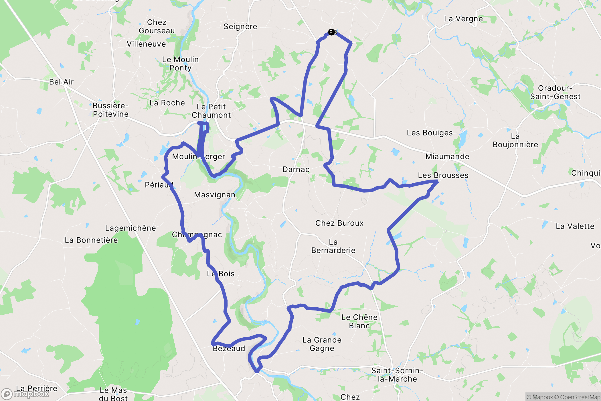 Val-d'Oire-et-Gartempe : carte du parcours de randonnée - France