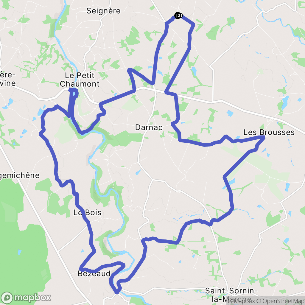 Val-d'Oire-et-Gartempe : carte du parcours de randonnée - France