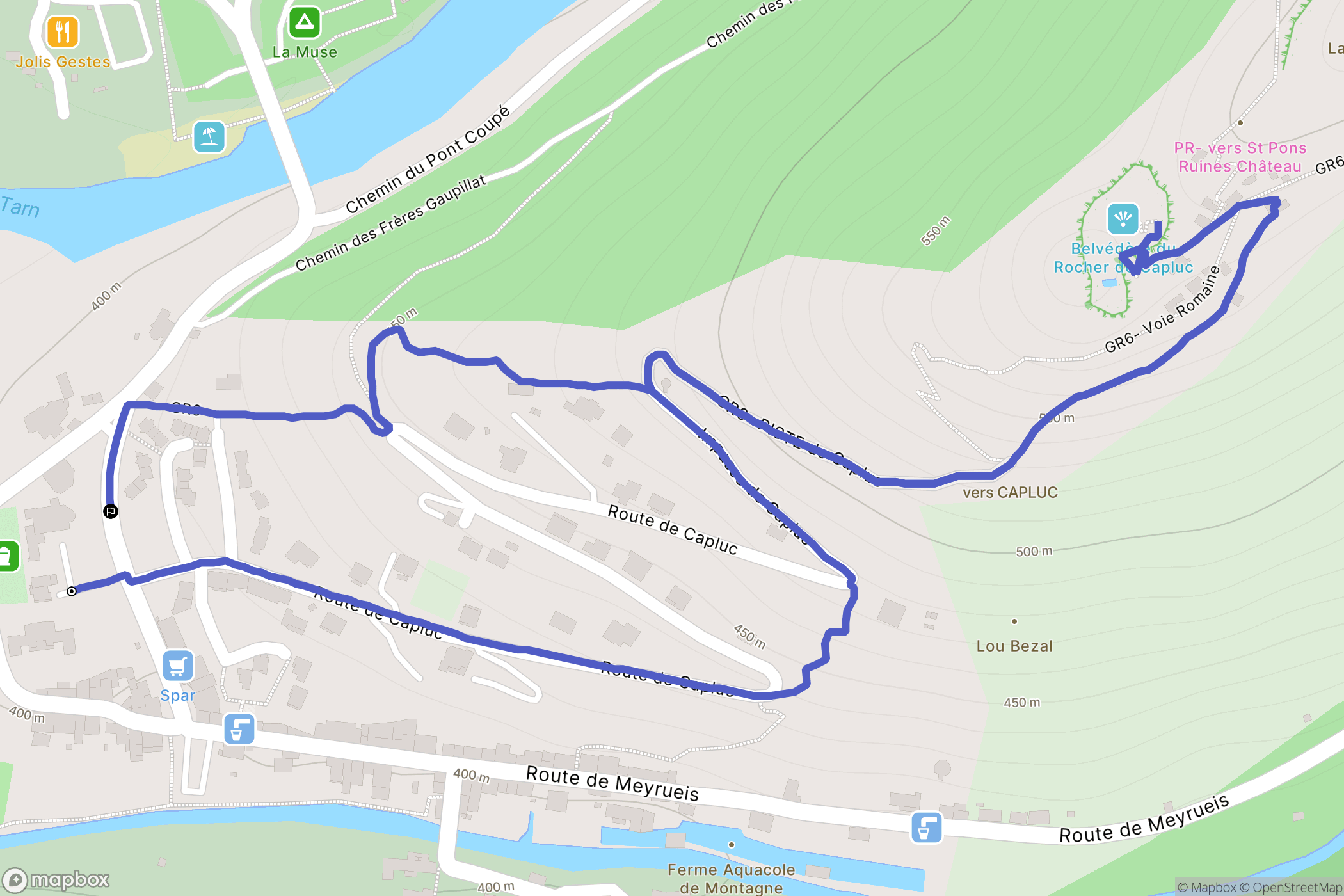 Le Rozier : carte du parcours de randonnée - France