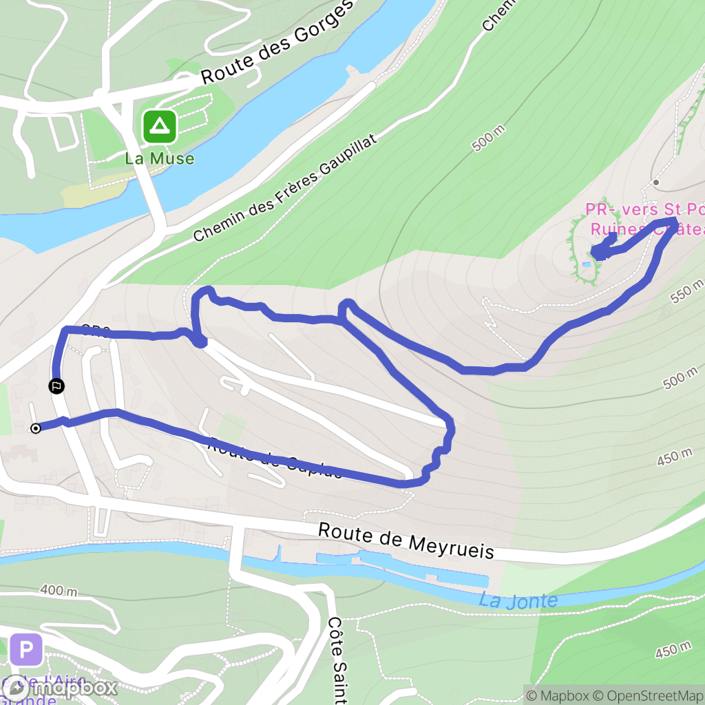 Le Rozier : carte du parcours de randonnée - France