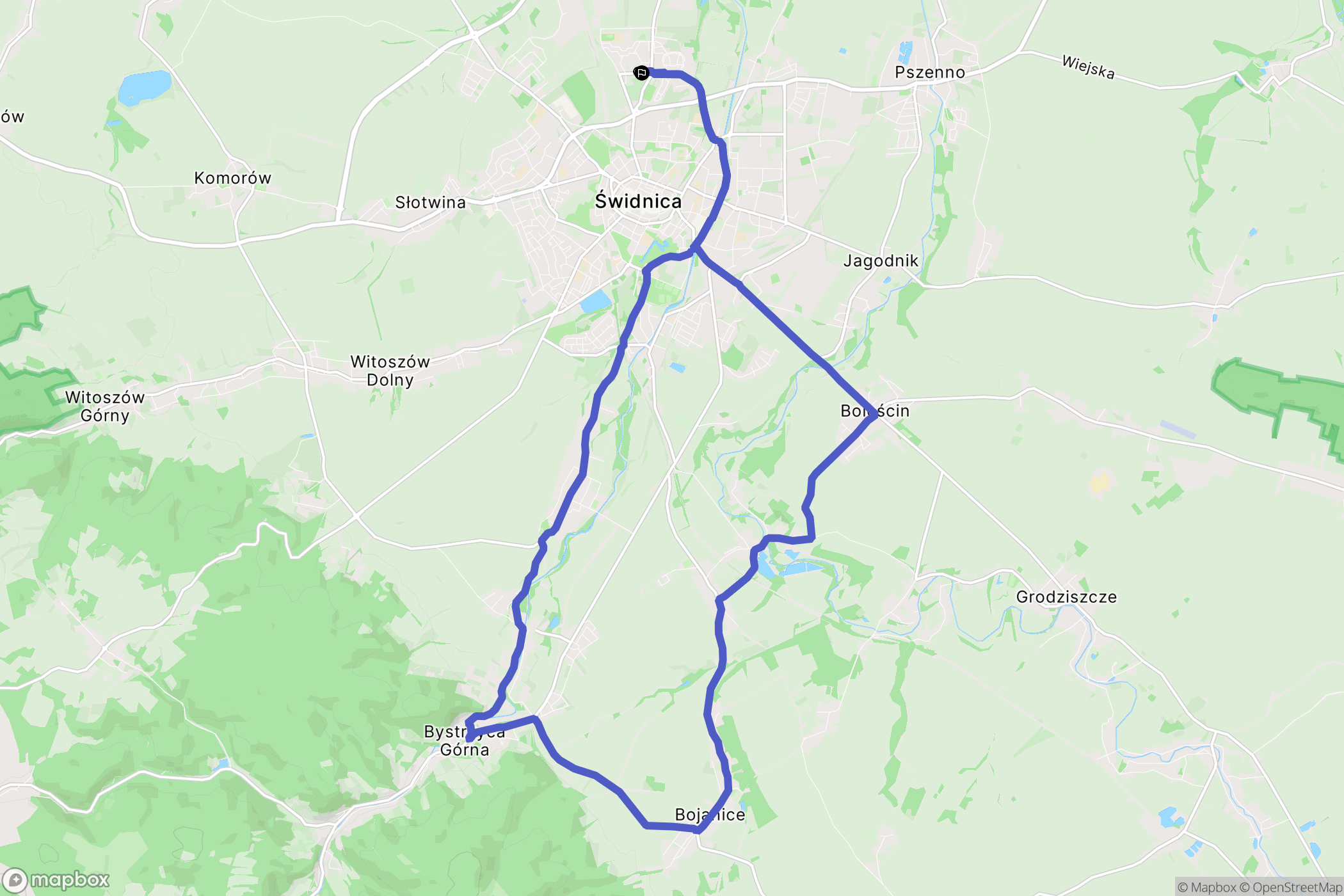 Świdnica: mapa trasy - Poland