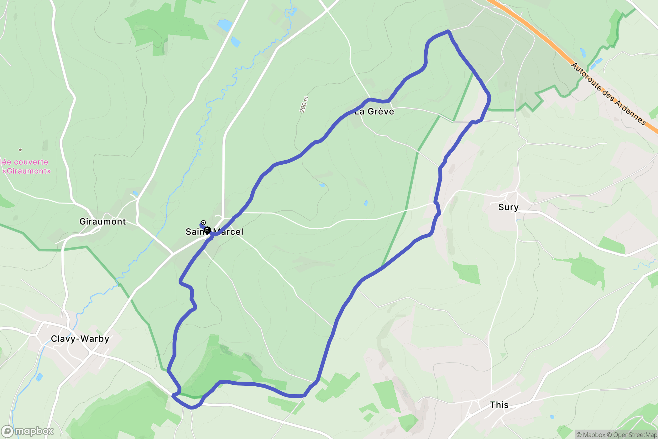 Saint-Marcel : carte du parcours de randonnée - France