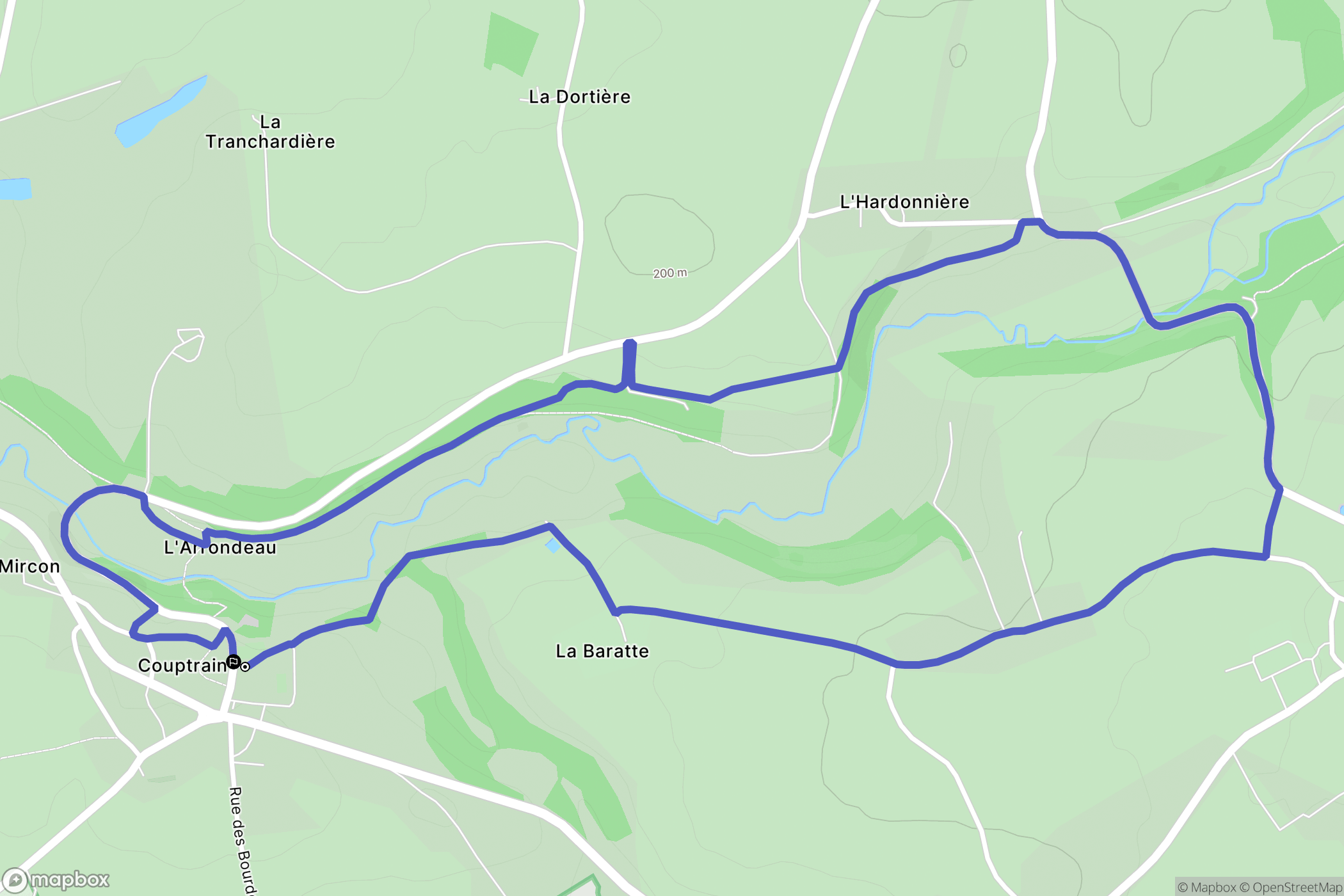 Couptrain : carte du parcours de randonnée - France