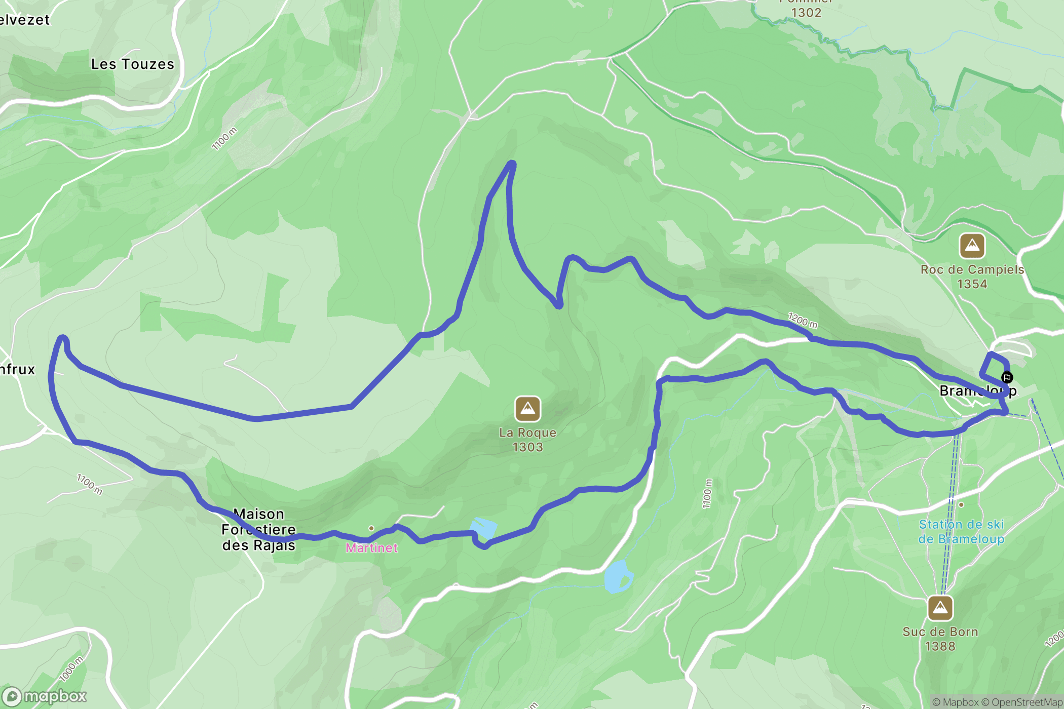 Prades-d'Aubrac : carte du parcours de randonnée - France