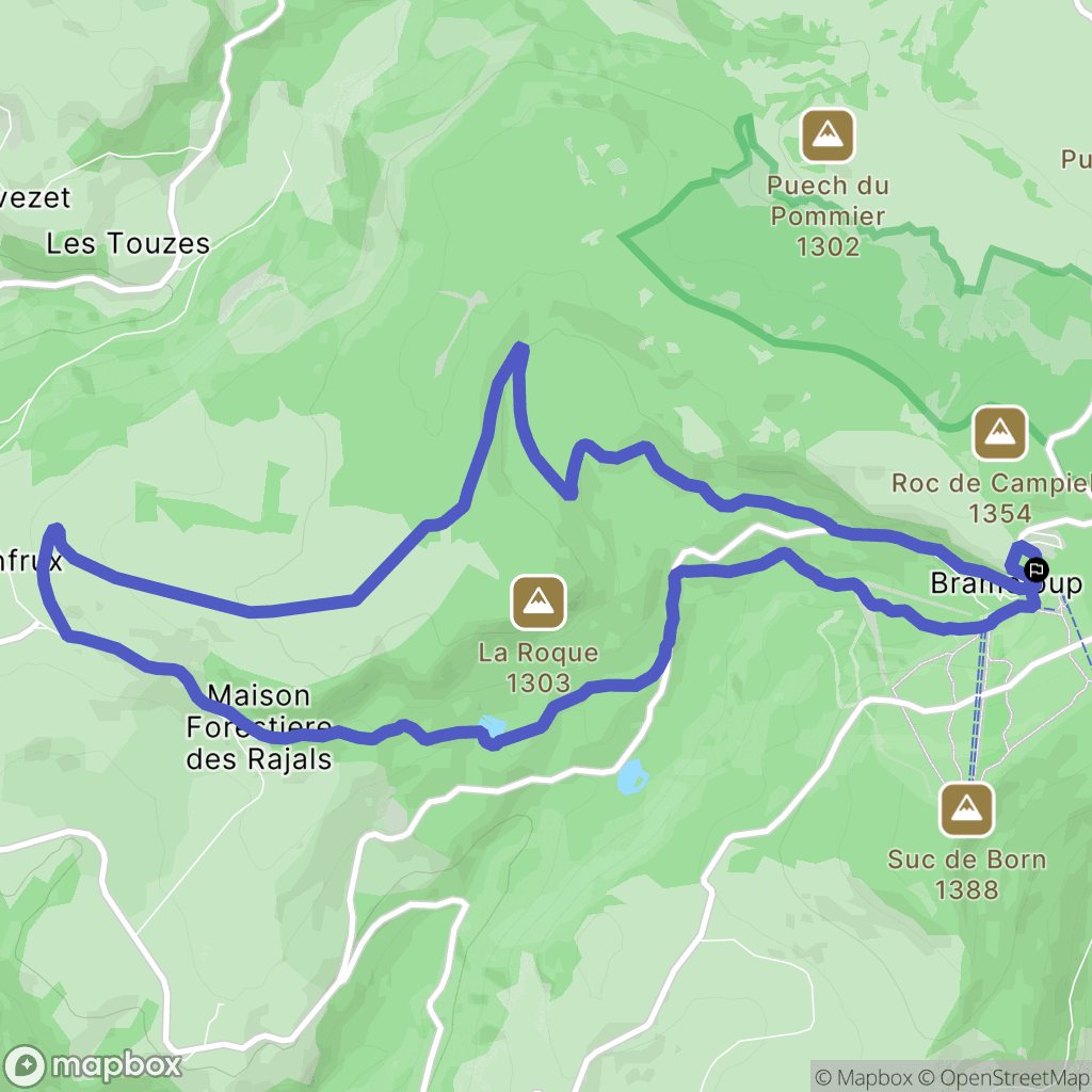 Prades-d'Aubrac : carte du parcours de randonnée - France