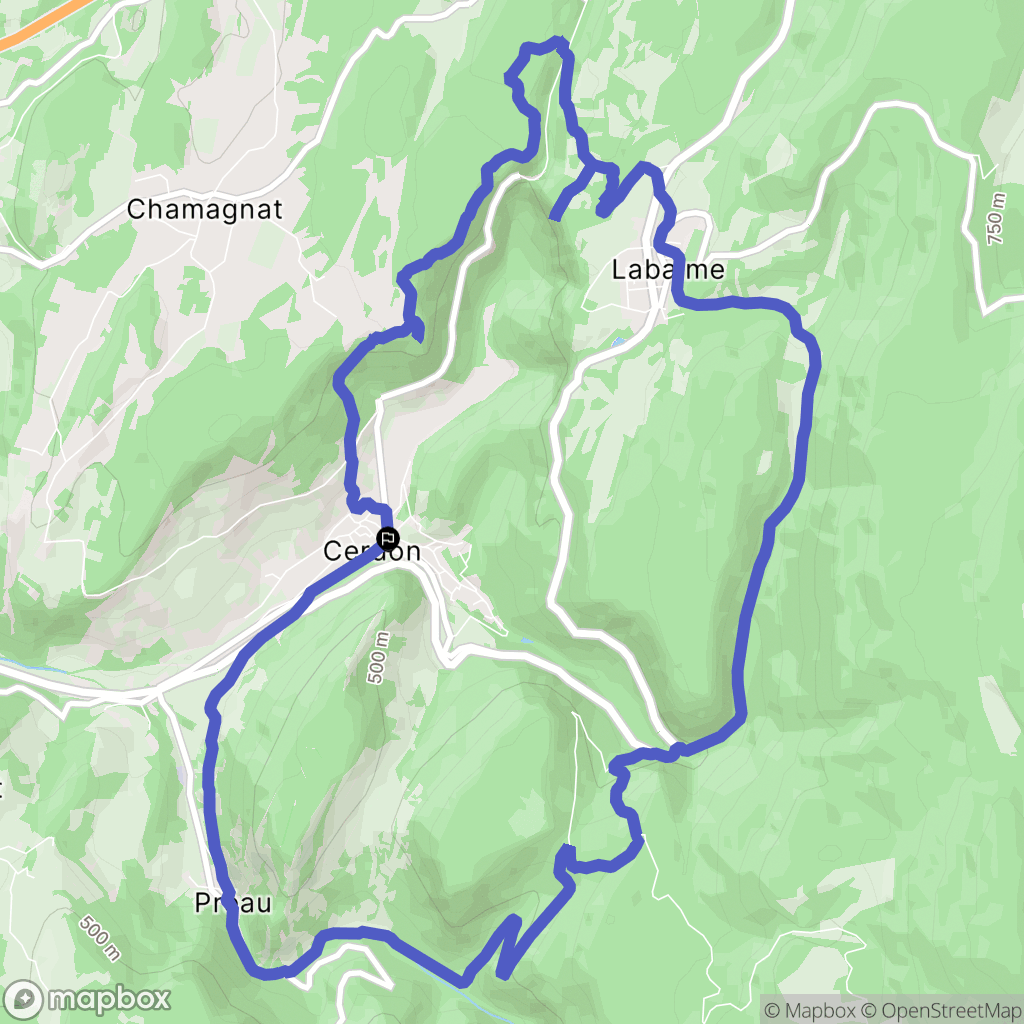 Cerdon : carte du parcours de randonnée - France