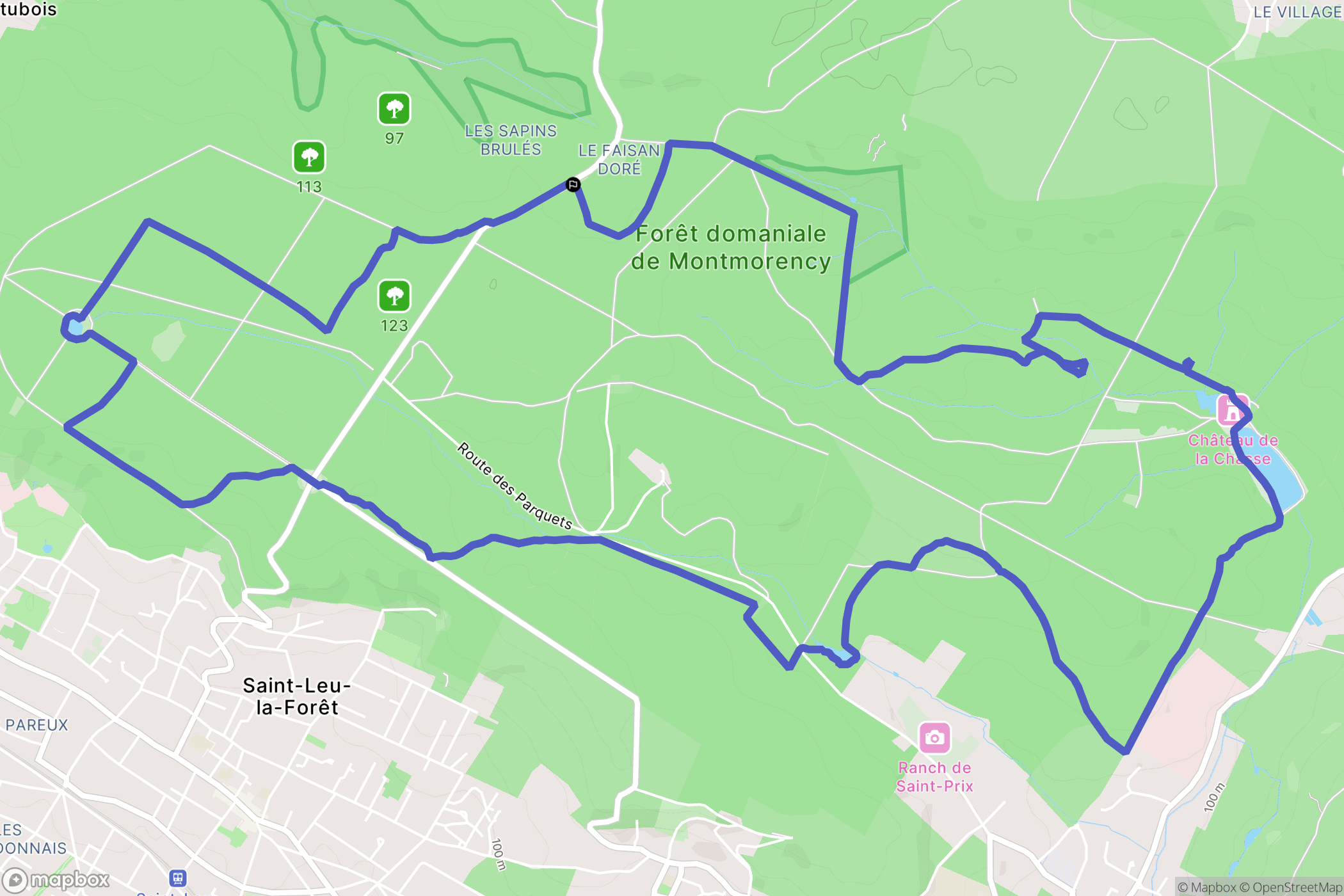 Saint-Prix : carte du parcours de randonnée - France