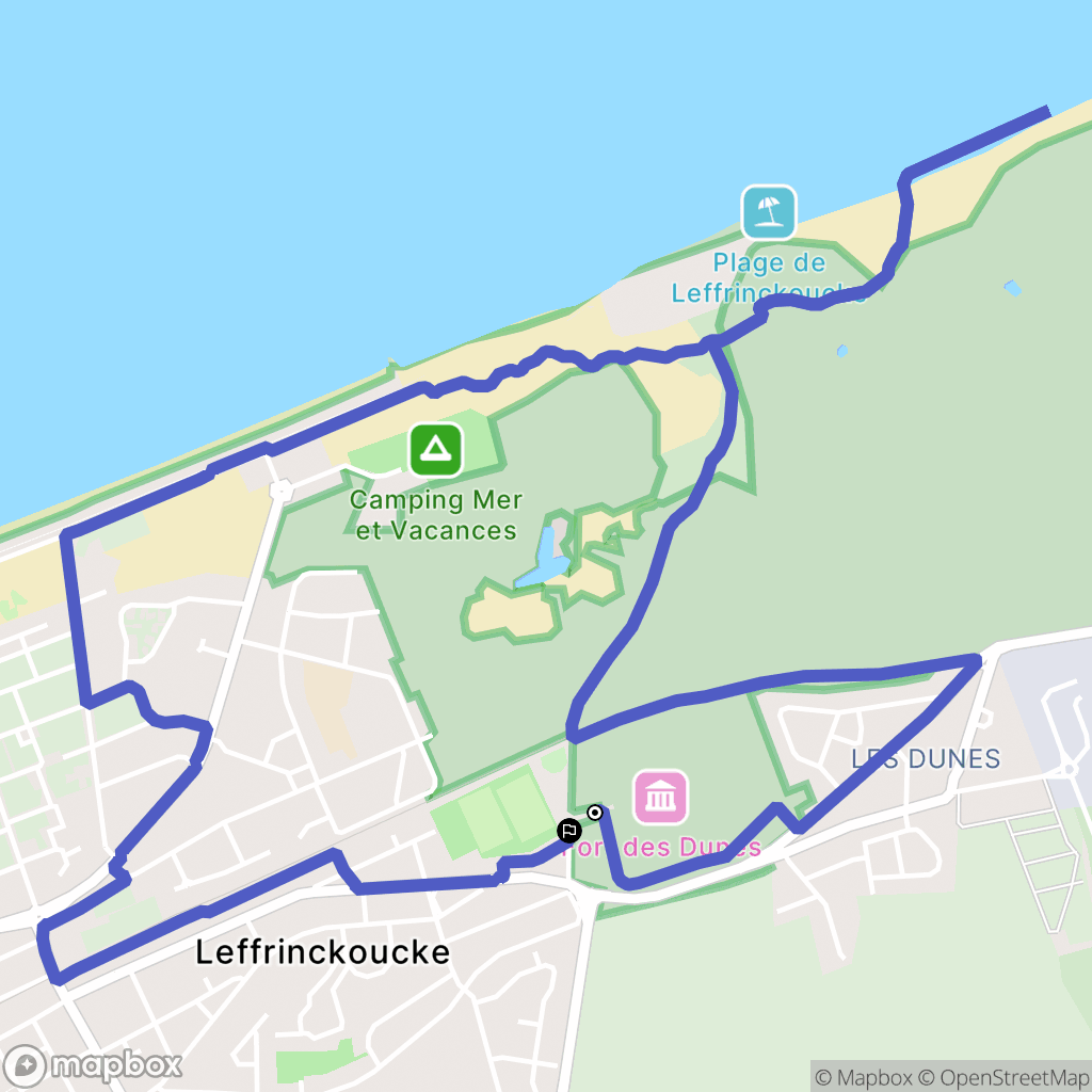 Leffrinckoucke : carte du parcours de randonnée - France