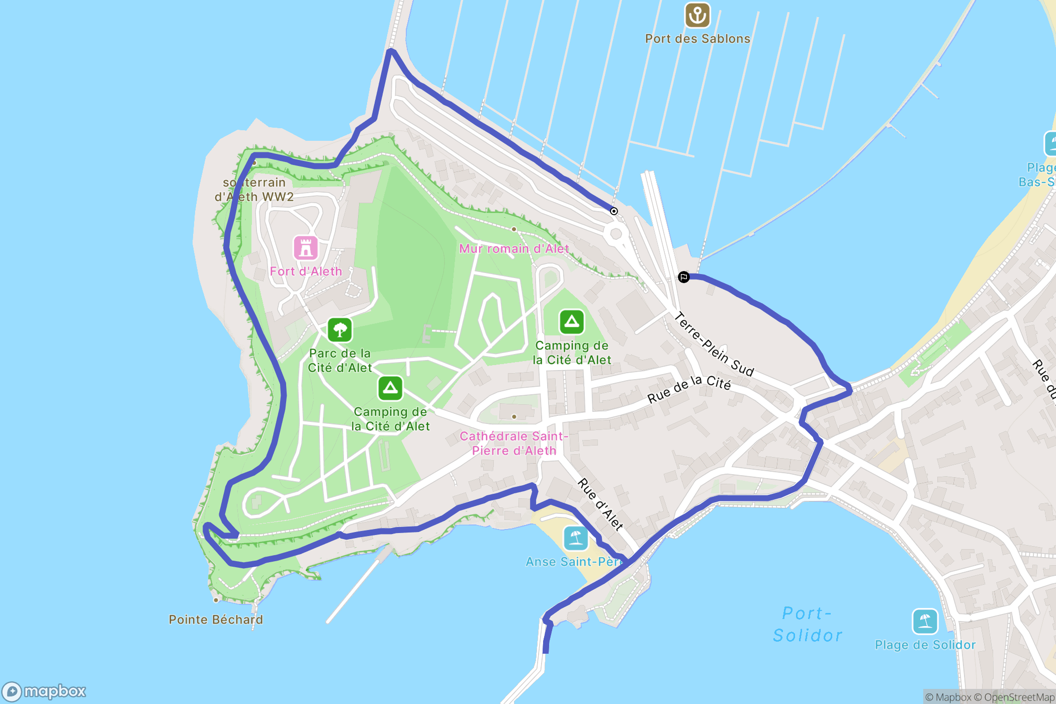 Saint-Malo : carte du parcours de randonnée - France