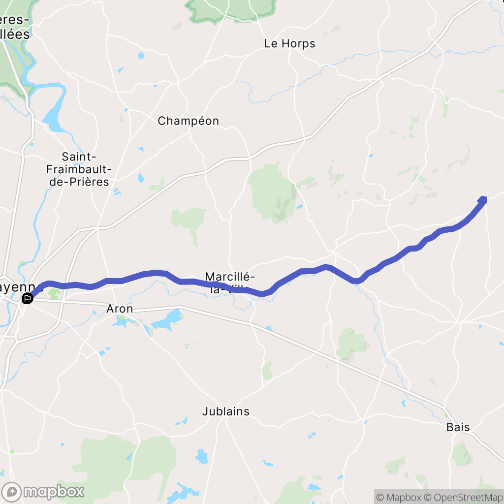 Mayenne : carte du parcours de randonnée - France