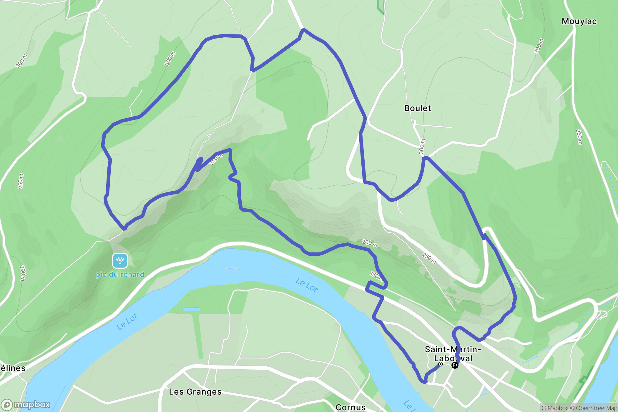 Saint-Martin-Labouval : carte du parcours de randonnée - France