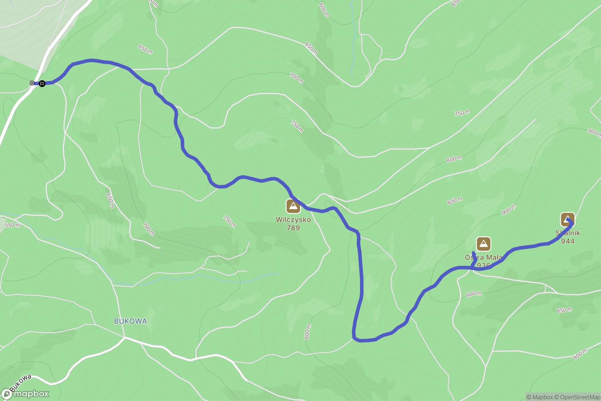 Kowary: mapa trasy - Poland