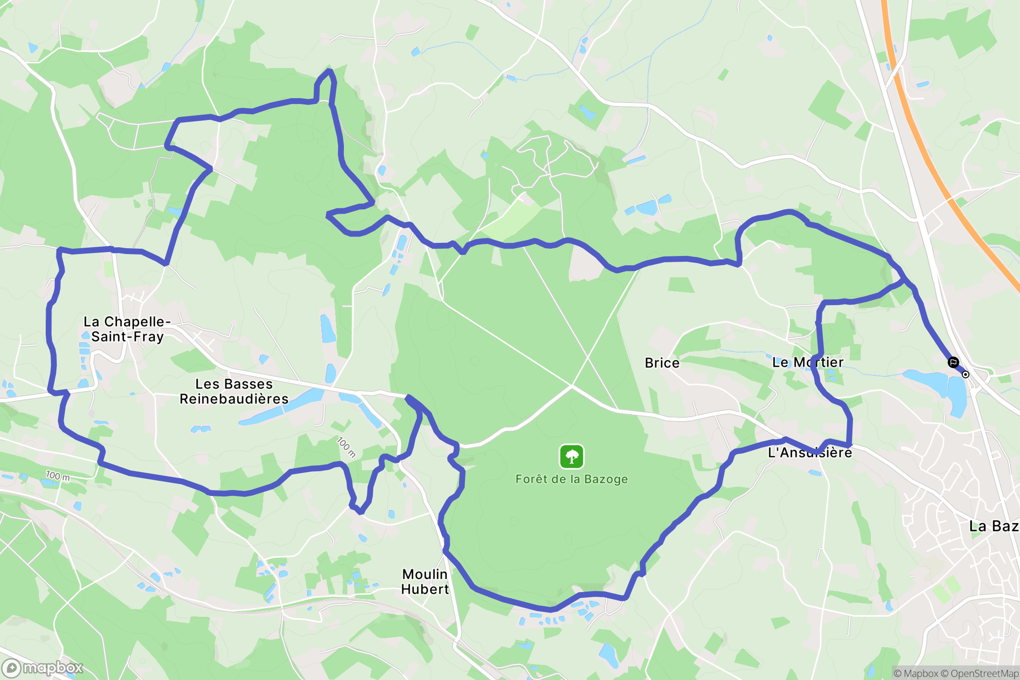 La Bazoge : carte du parcours de randonnée - France