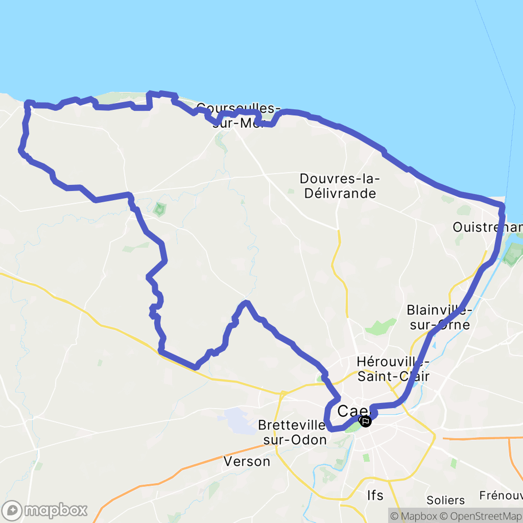 Caen : carte du parcours de randonnée - France