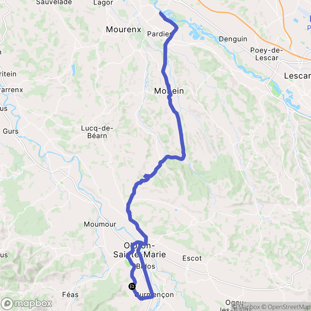 Agnos : carte du parcours de randonnée - France