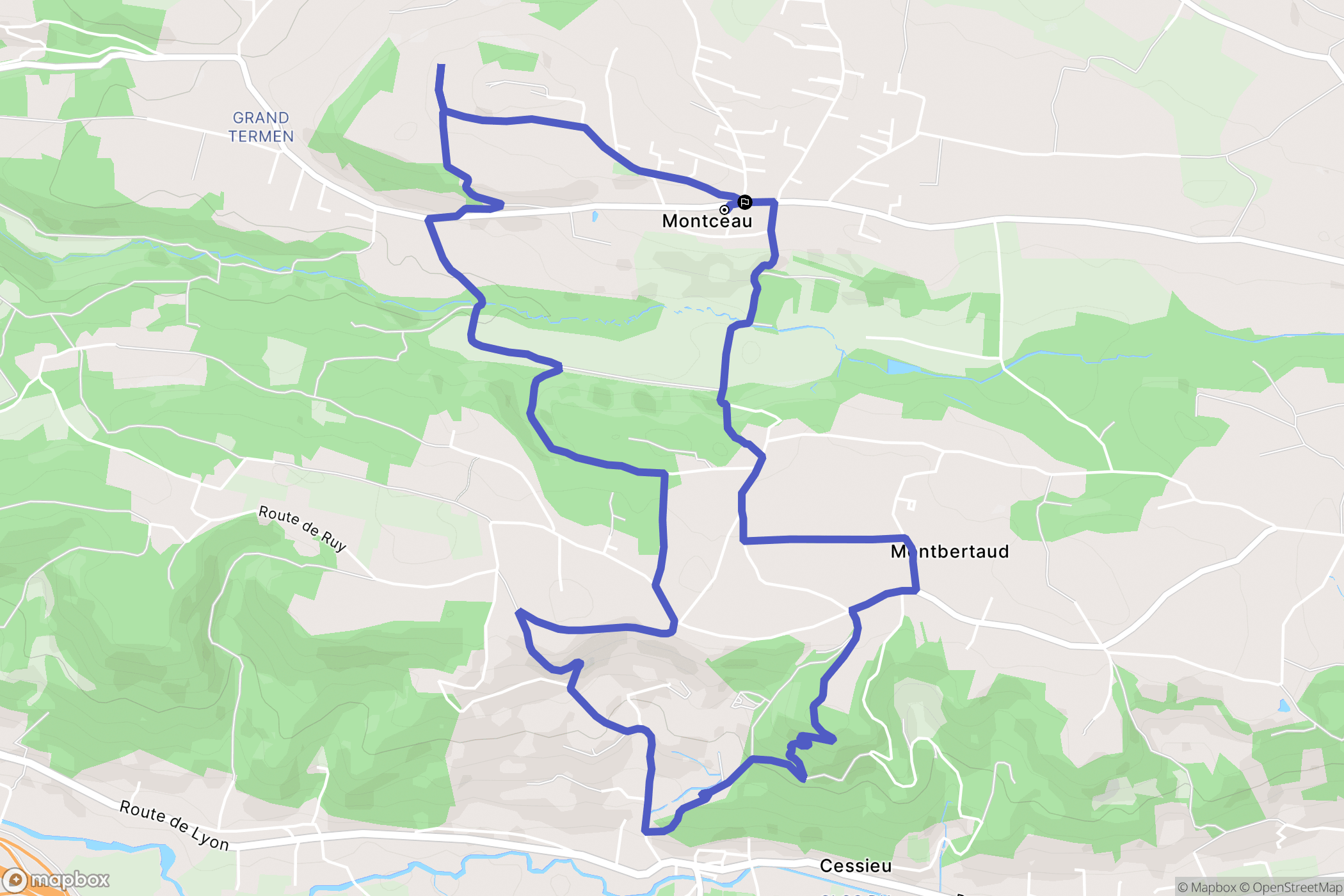 Ruy-Montceau : carte du parcours de randonnée - France