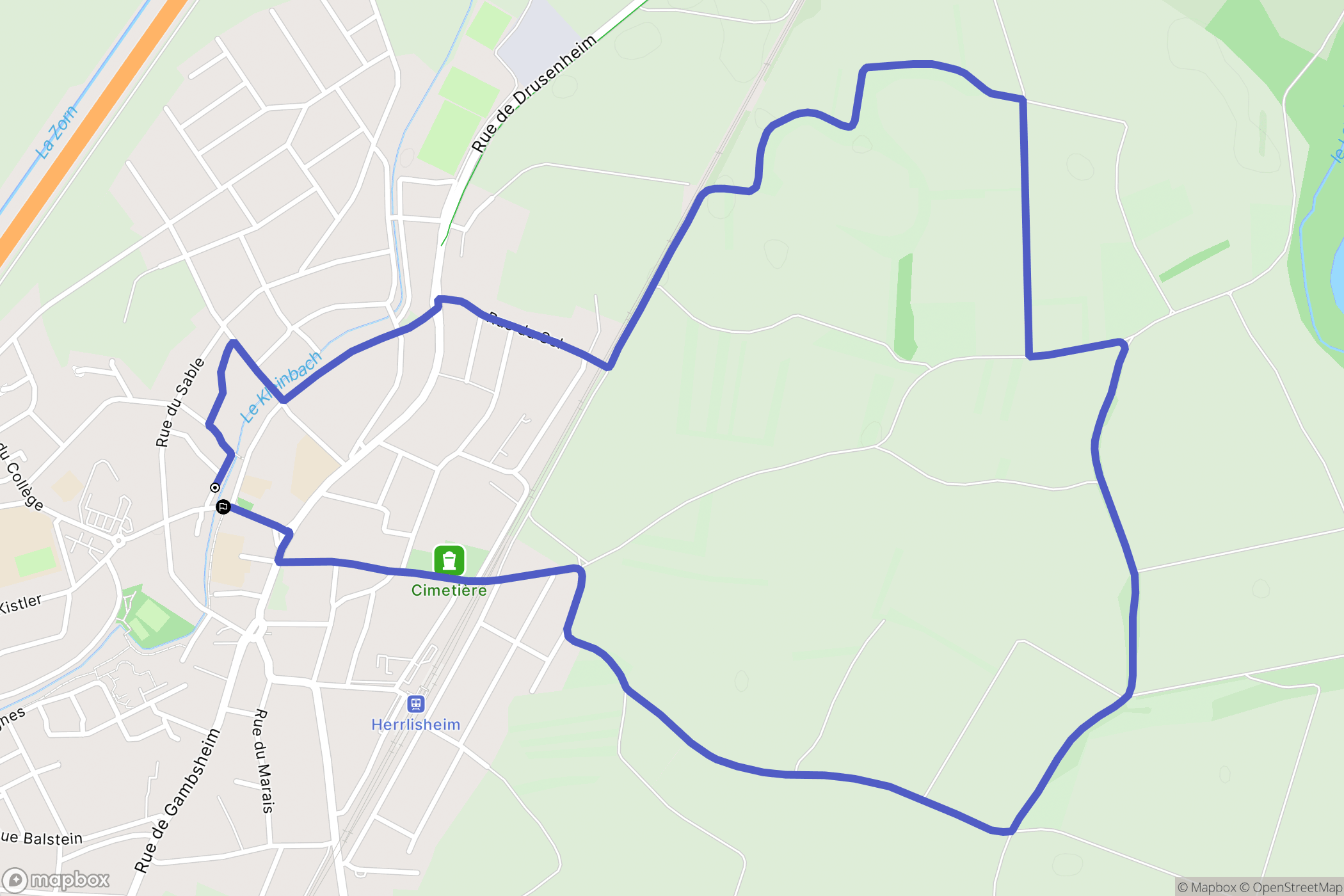 Herrlisheim : carte du parcours de randonnée - France
