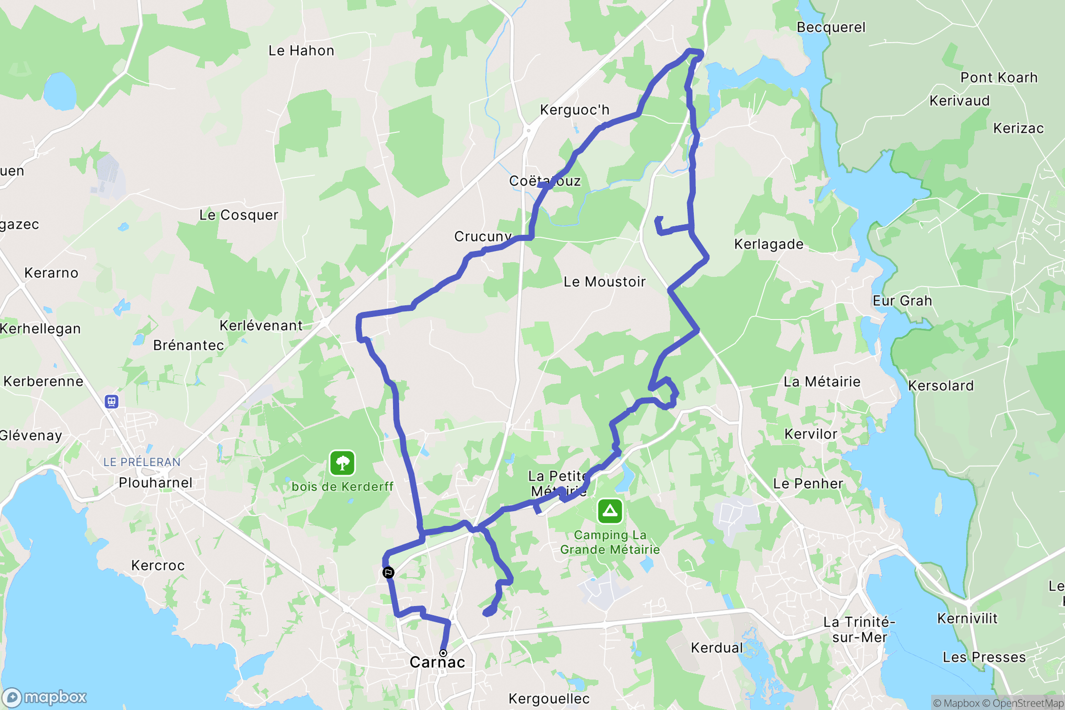 Carnac : carte du parcours de randonnée - France