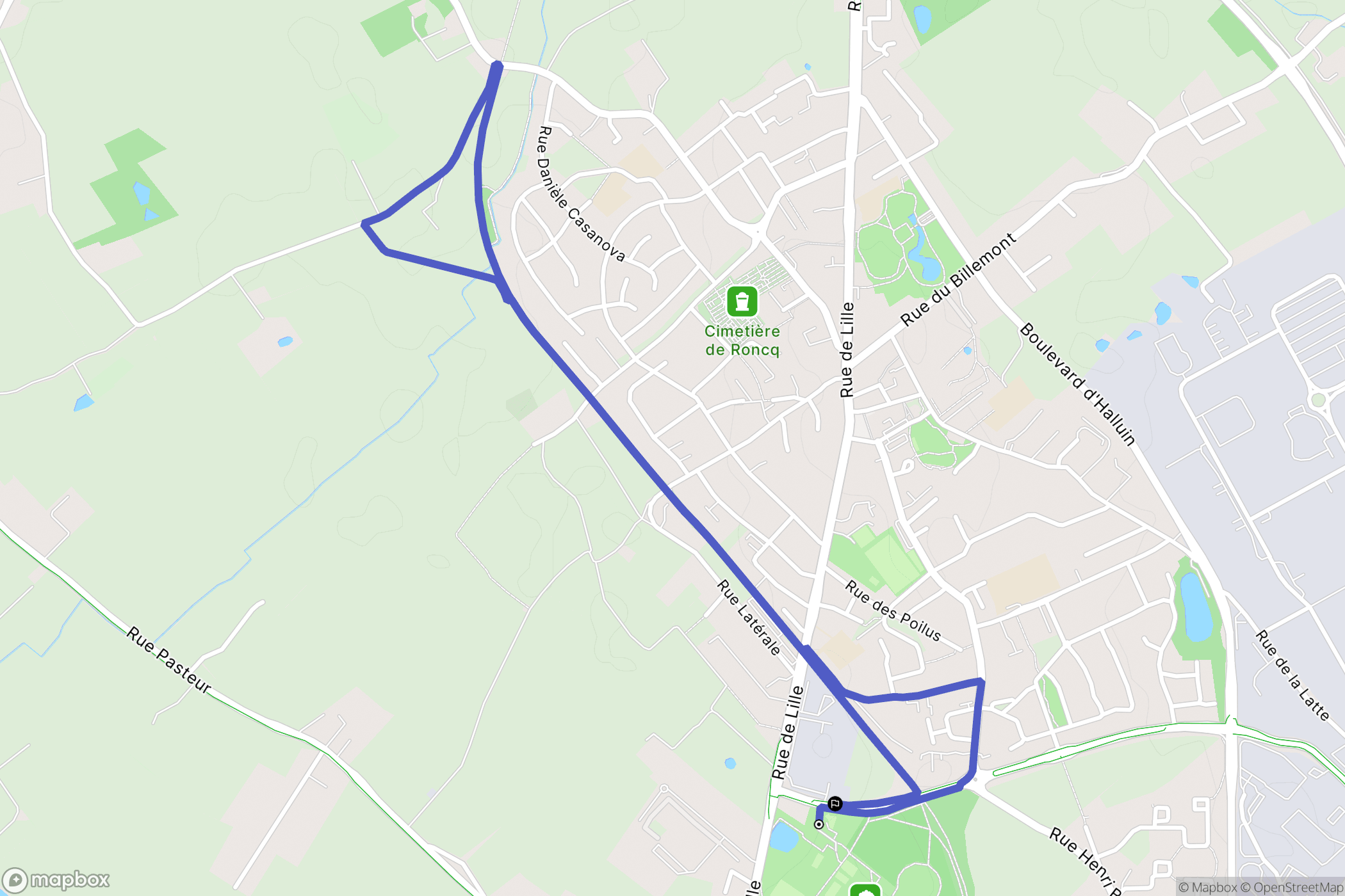 Roncq : carte du parcours de randonnée - France