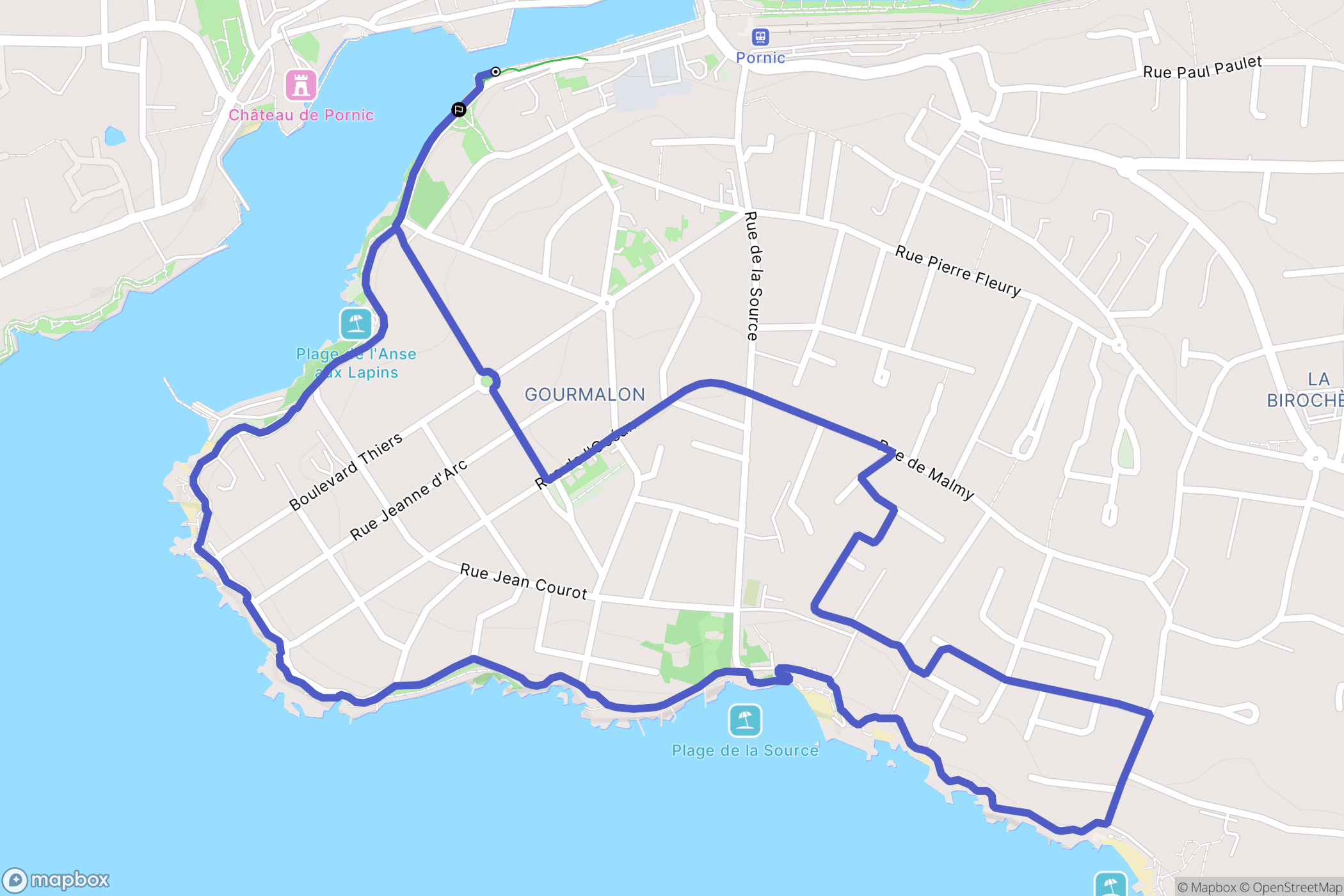 Pornic : carte du parcours de randonnée - France