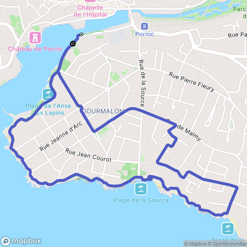 Pornic : carte du parcours de randonnée - France