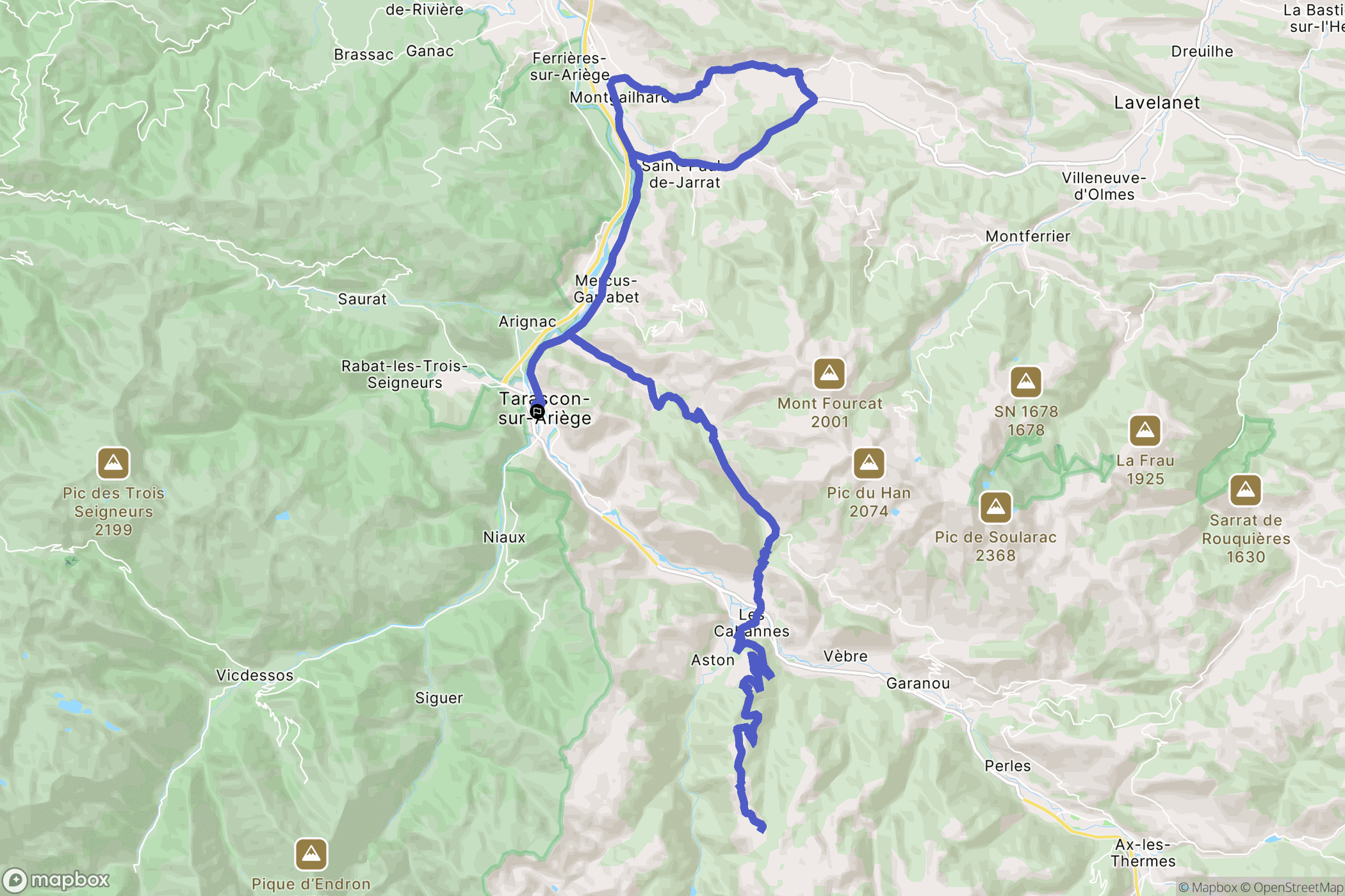 Tarascon-sur-Ariège : carte du parcours de randonnée - France