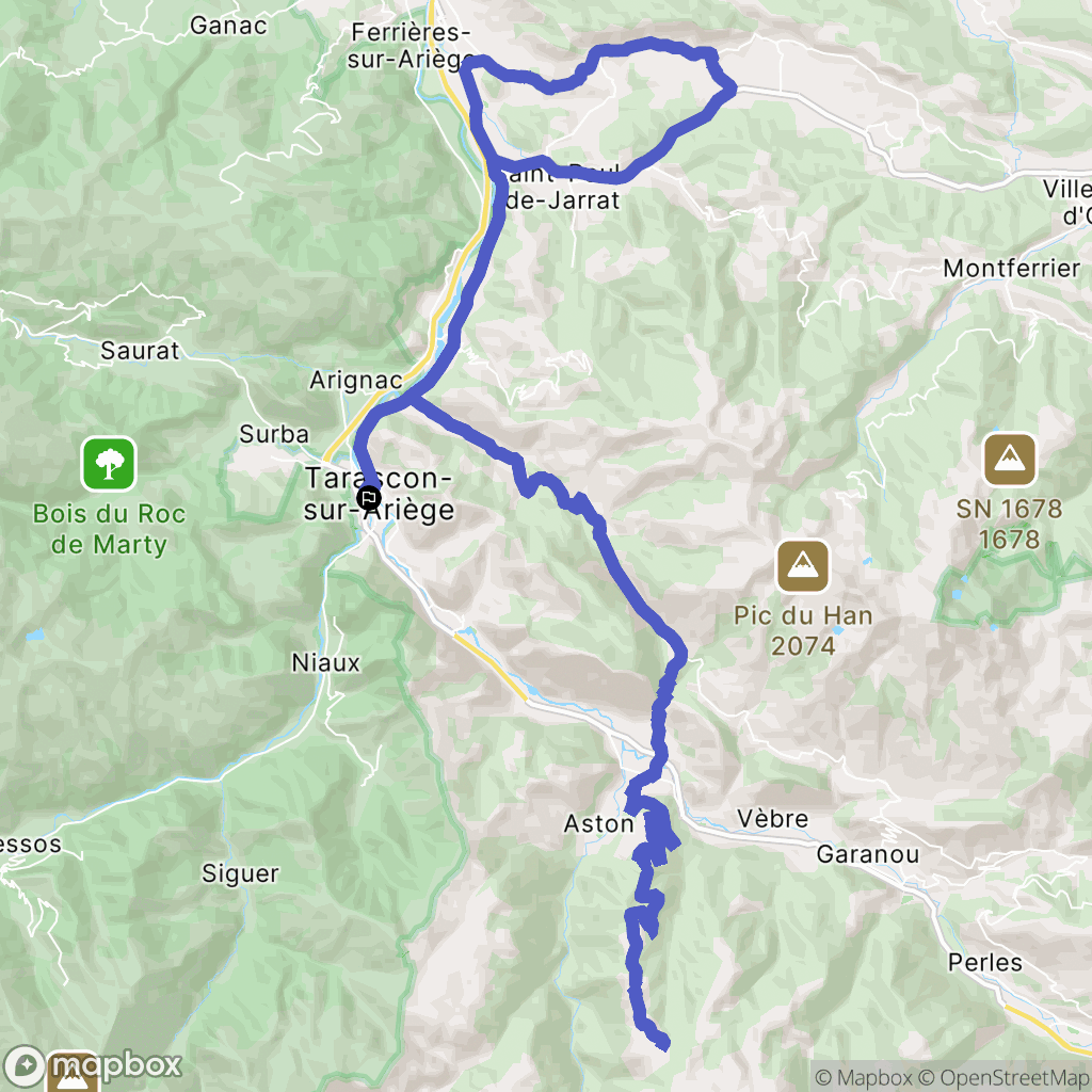 Tarascon-sur-Ariège : carte du parcours de randonnée - France