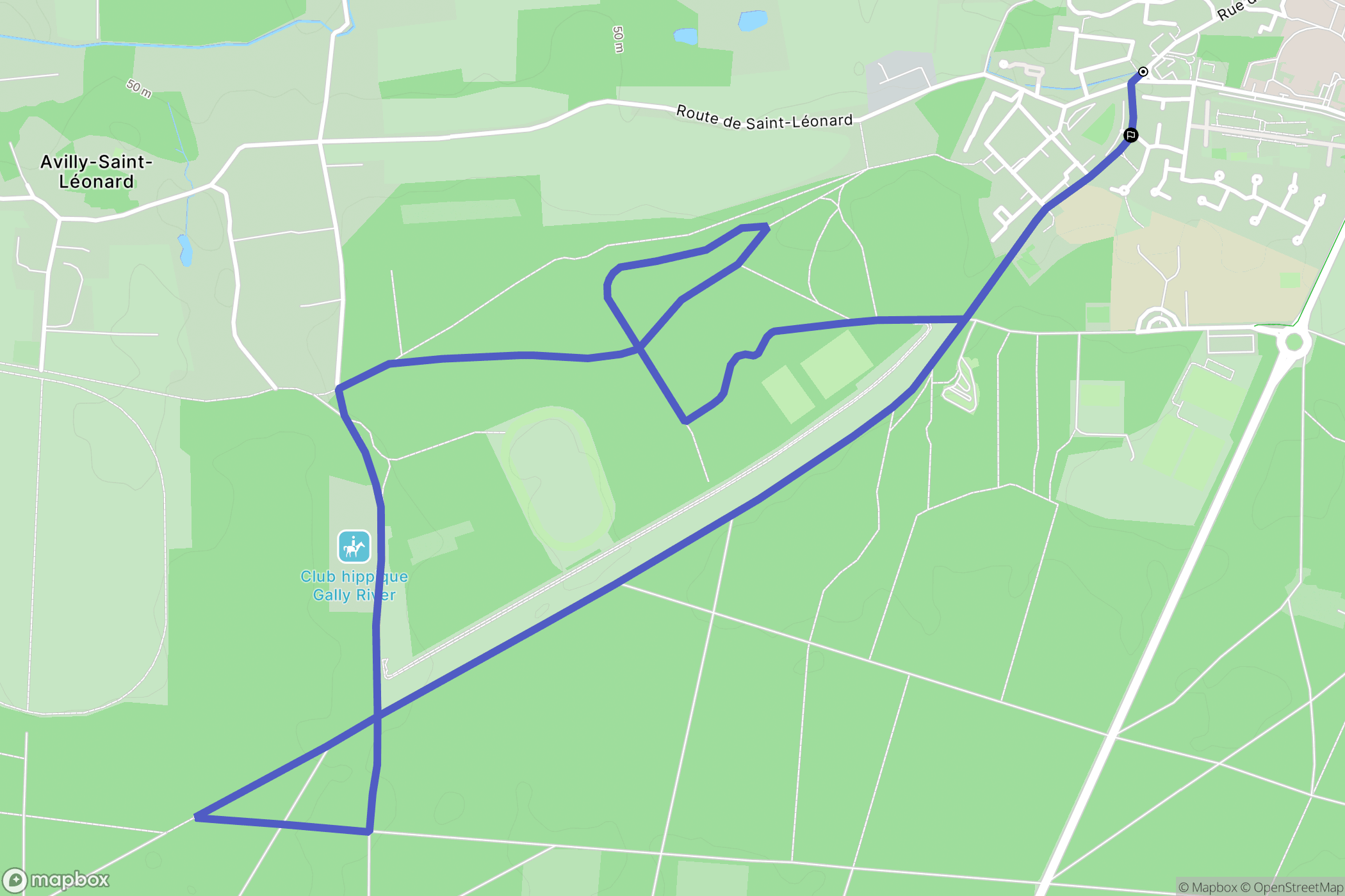 Senlis : carte du parcours de randonnée - France