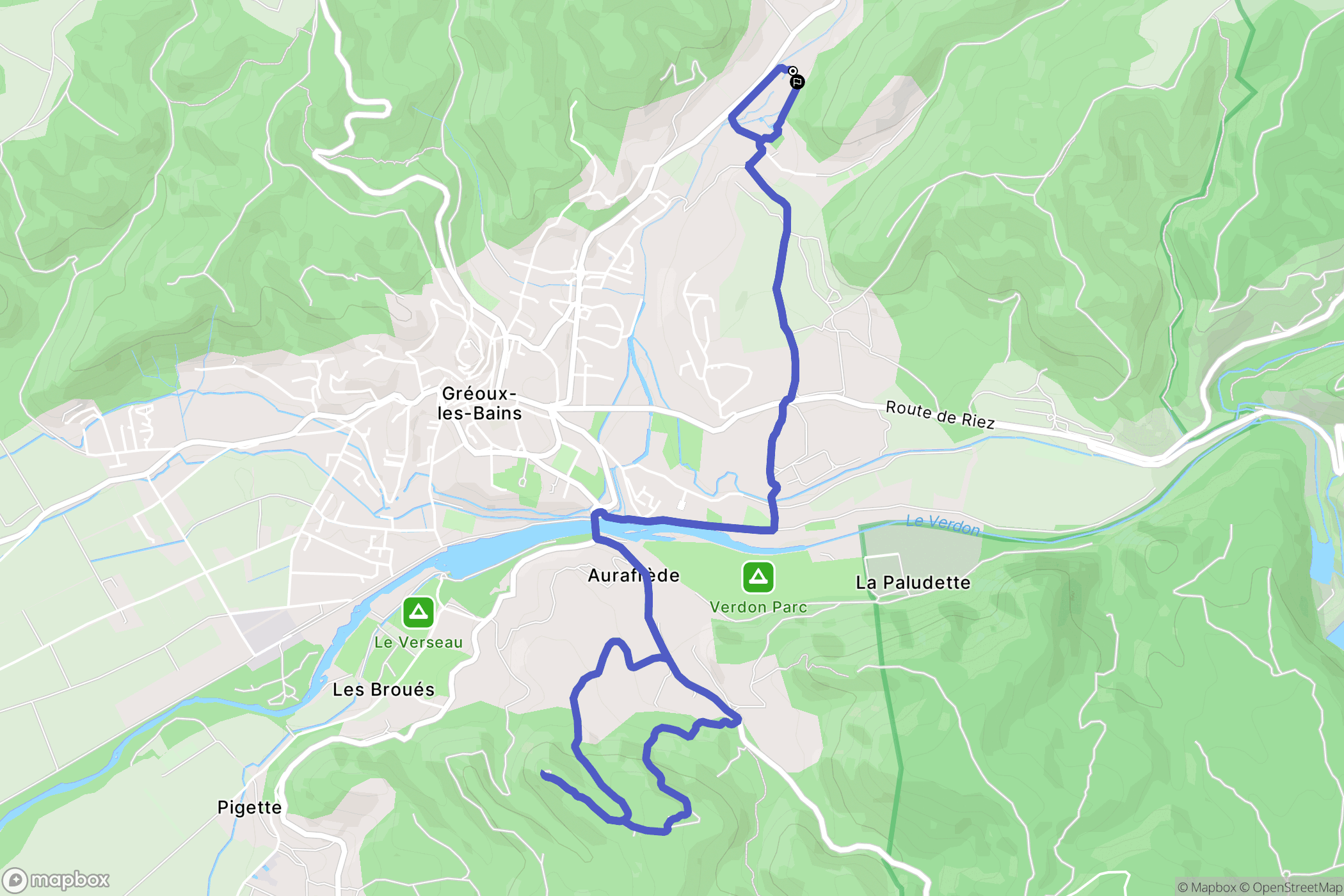 Gréoux-les-Bains : carte du parcours de randonnée - France