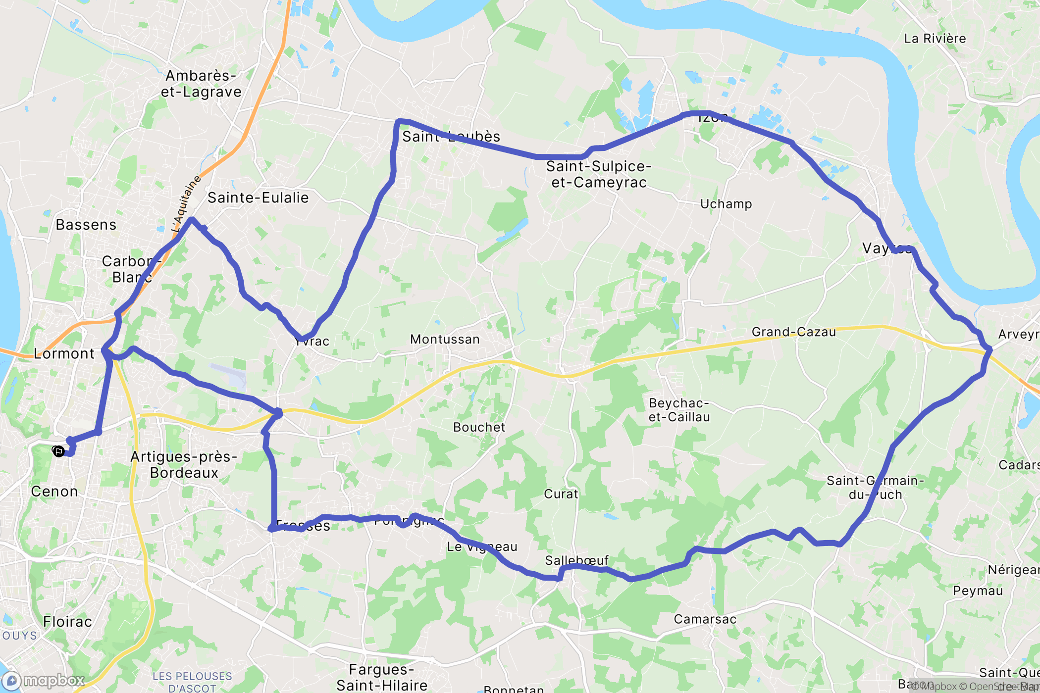 Cenon : carte du parcours de randonnée - France