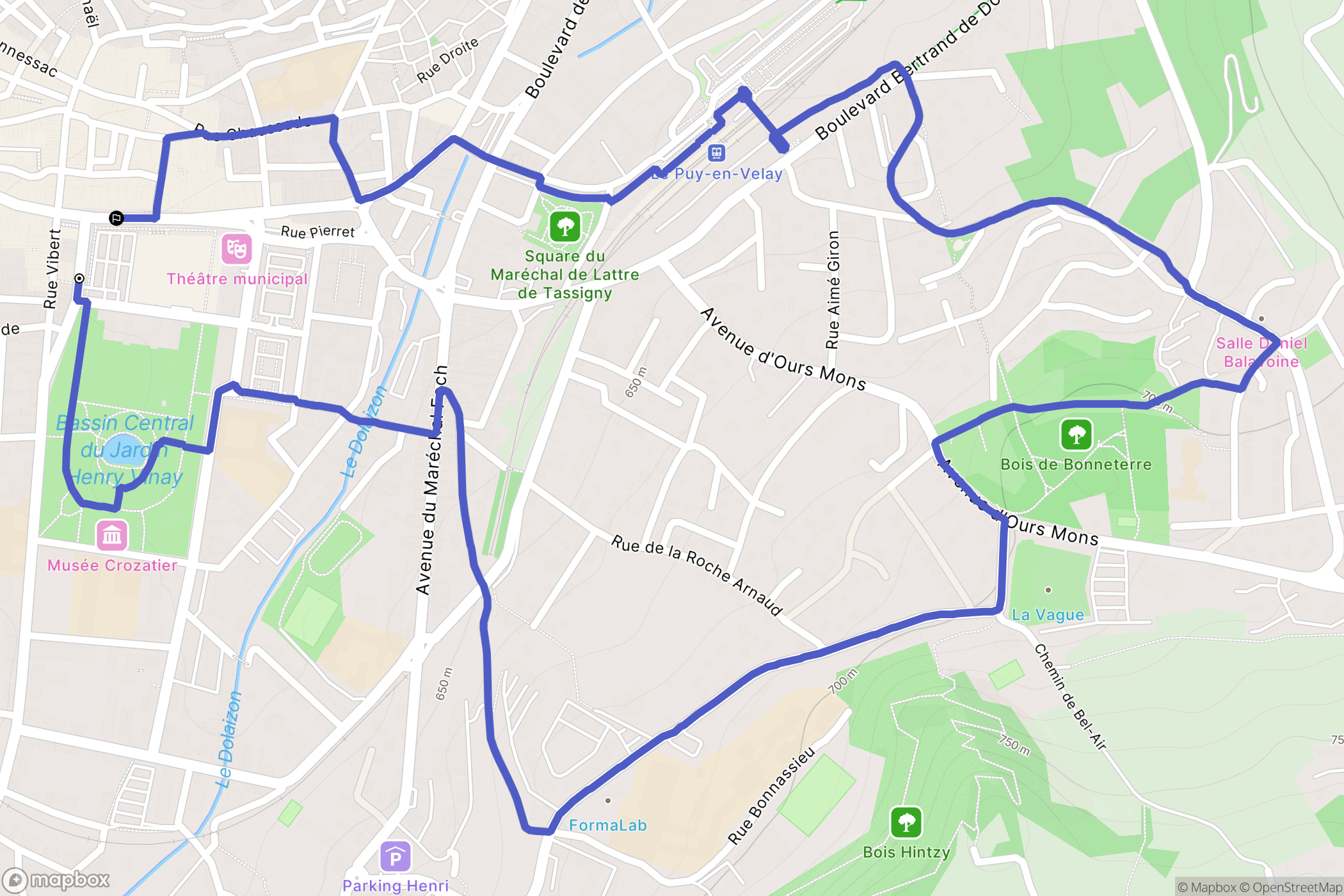 Le Puy-en-Velay : carte du parcours de randonnée - France