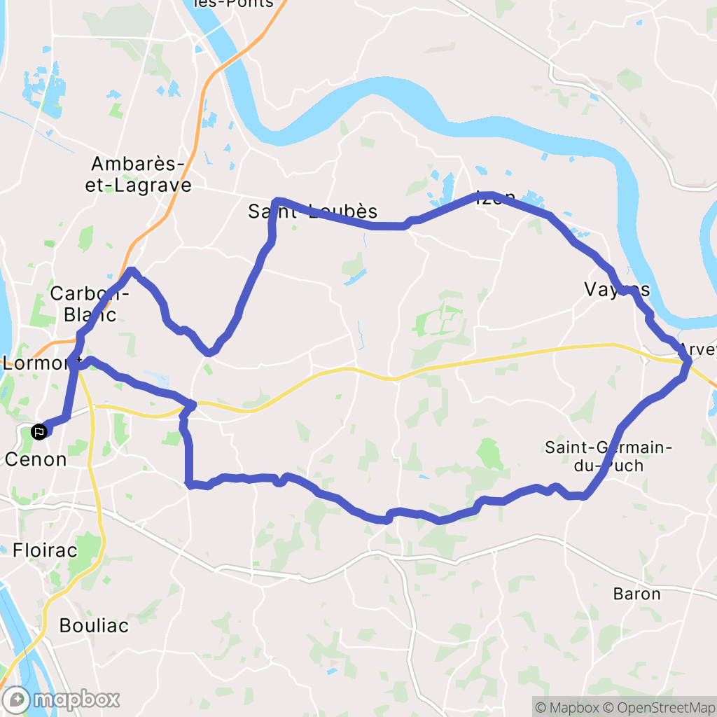 Cenon : carte du parcours de randonnée - France
