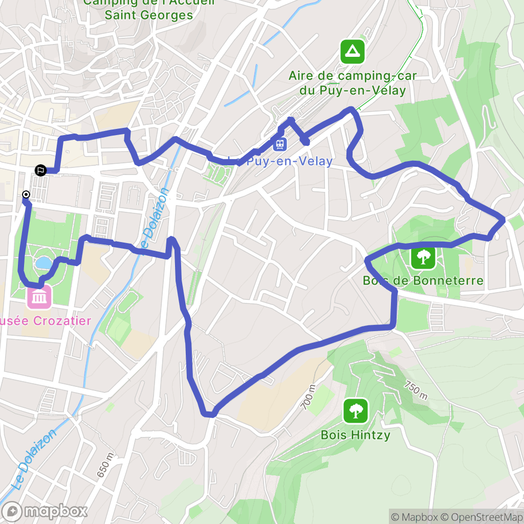 Le Puy-en-Velay : carte du parcours de randonnée - France
