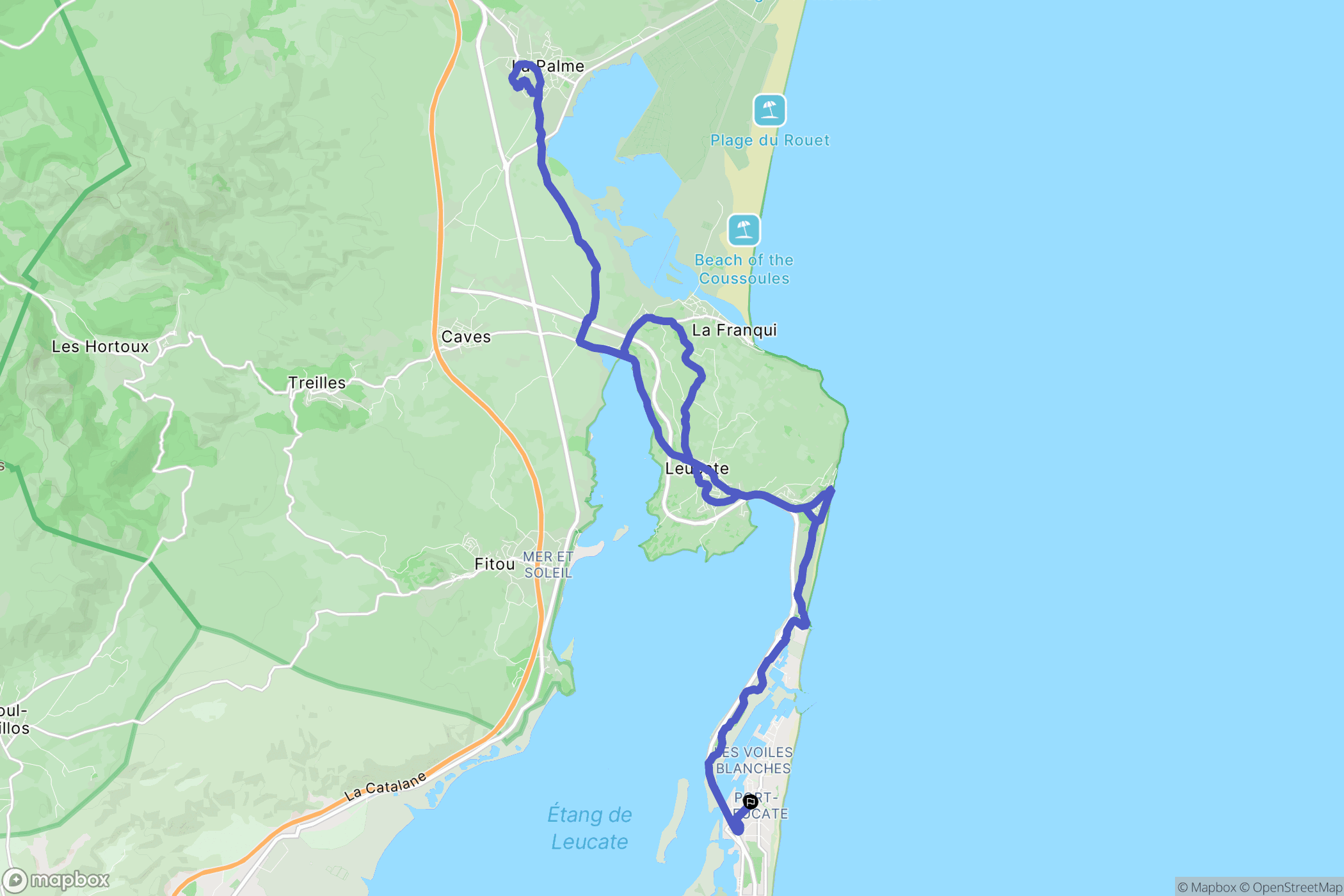 Leucate : carte du parcours de randonnée - France