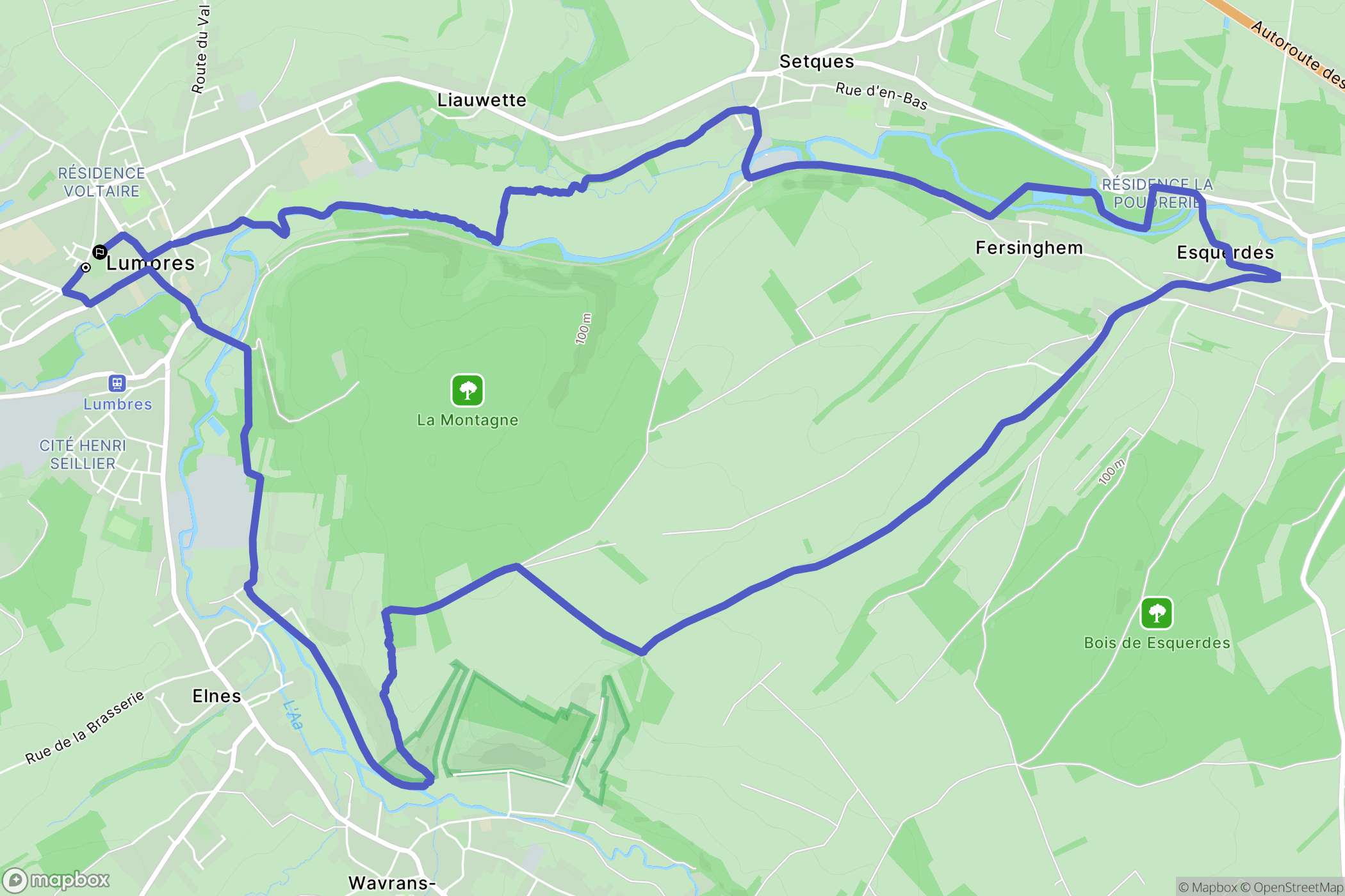 Lumbres : carte du parcours de randonnée - France