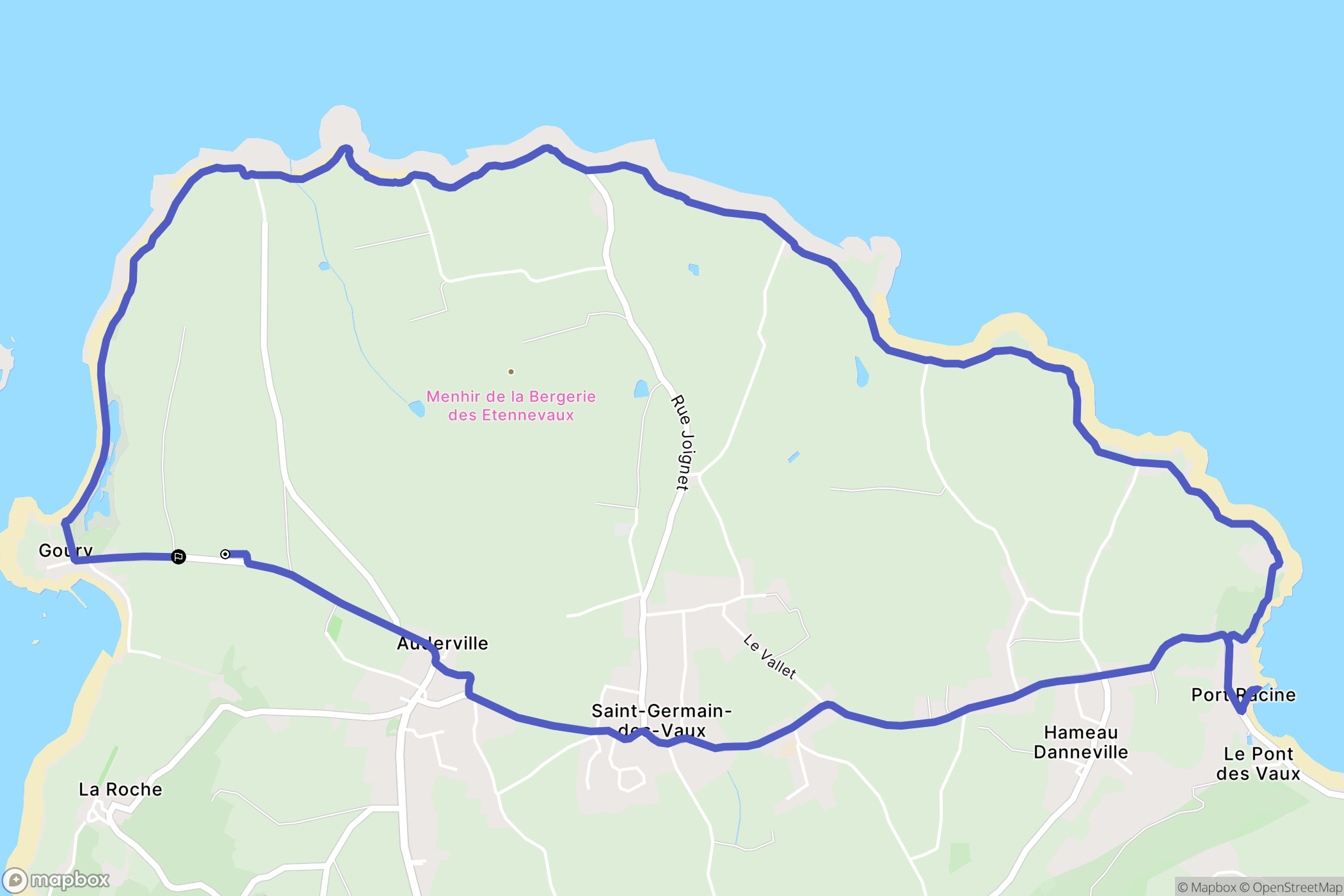 La Hague : carte du parcours de randonnée - France