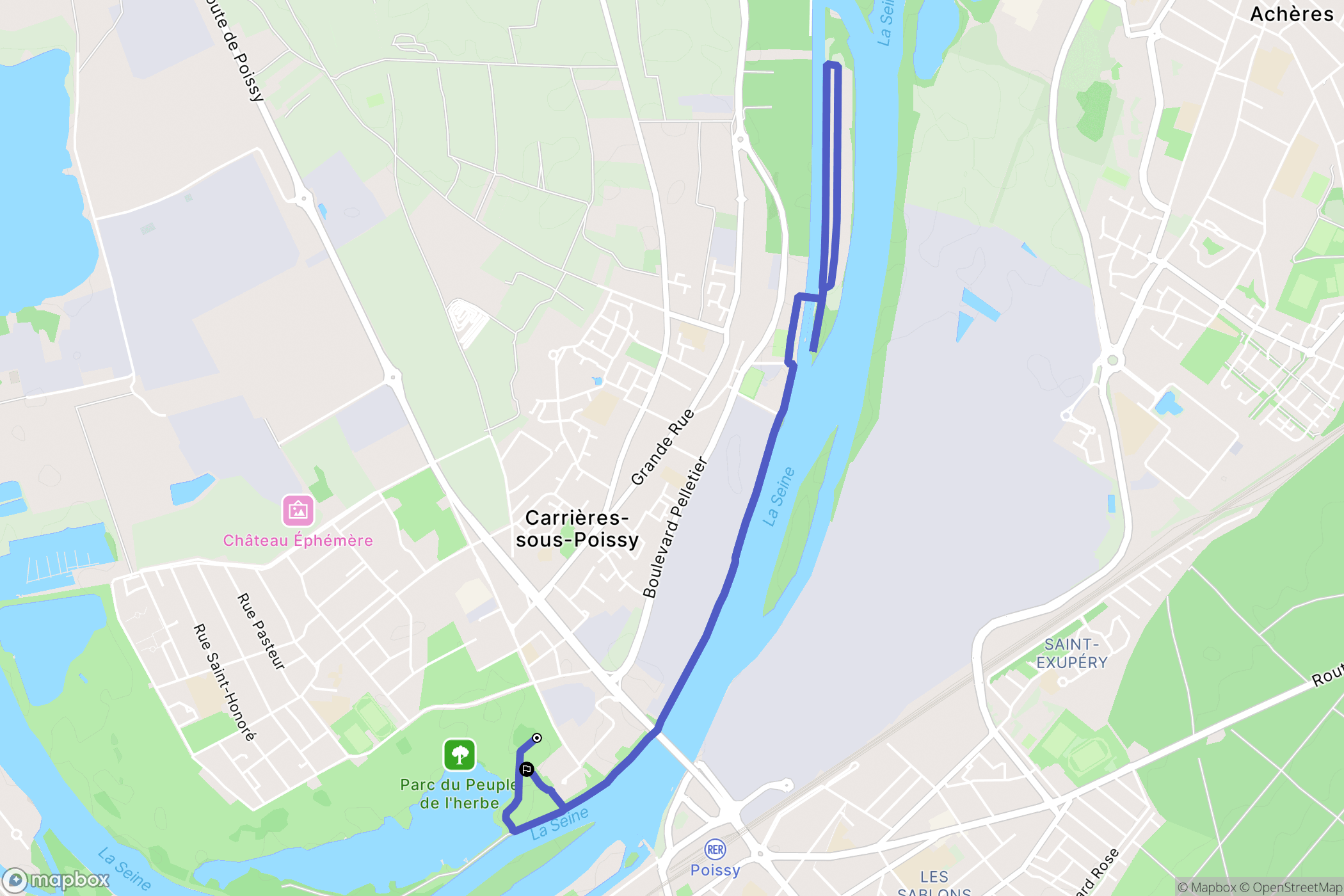 Carrières-sous-Poissy : carte du parcours de randonnée - France