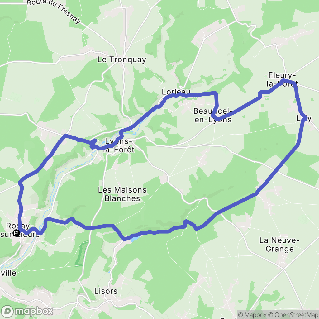 Rosay-sur-Lieure : carte du parcours de randonnée - France