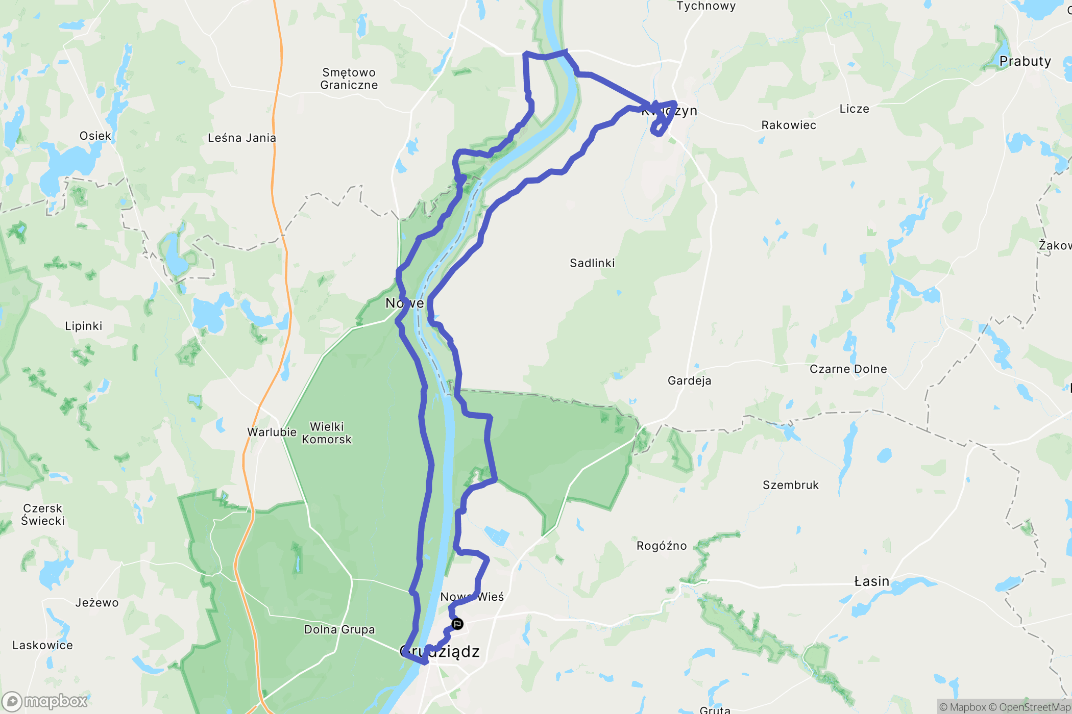 Grudziądz: mapa trasy - Poland