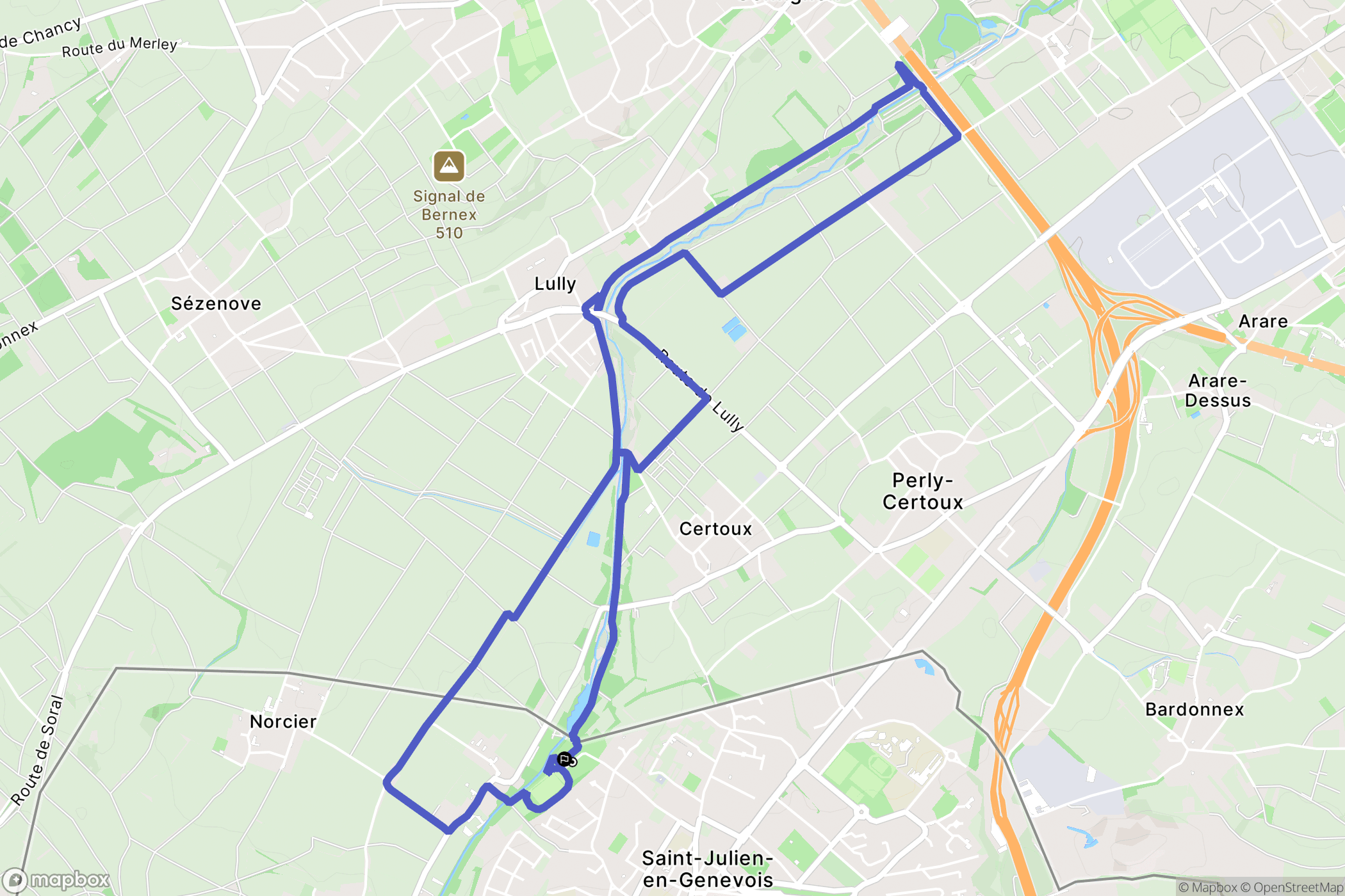 Saint-Julien-en-Genevois : carte du parcours de randonnée - France